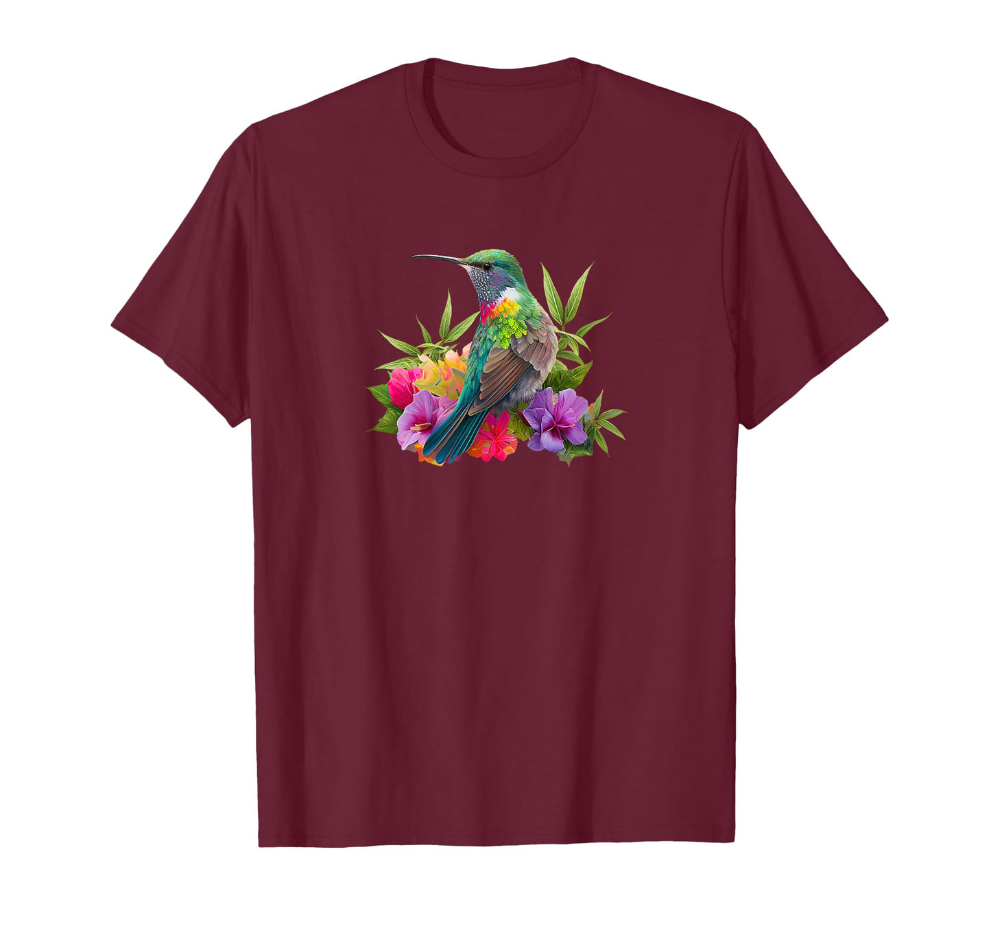 Backyard Bird Watchers Birder Birding Flowers Hummingbird T-Shirt