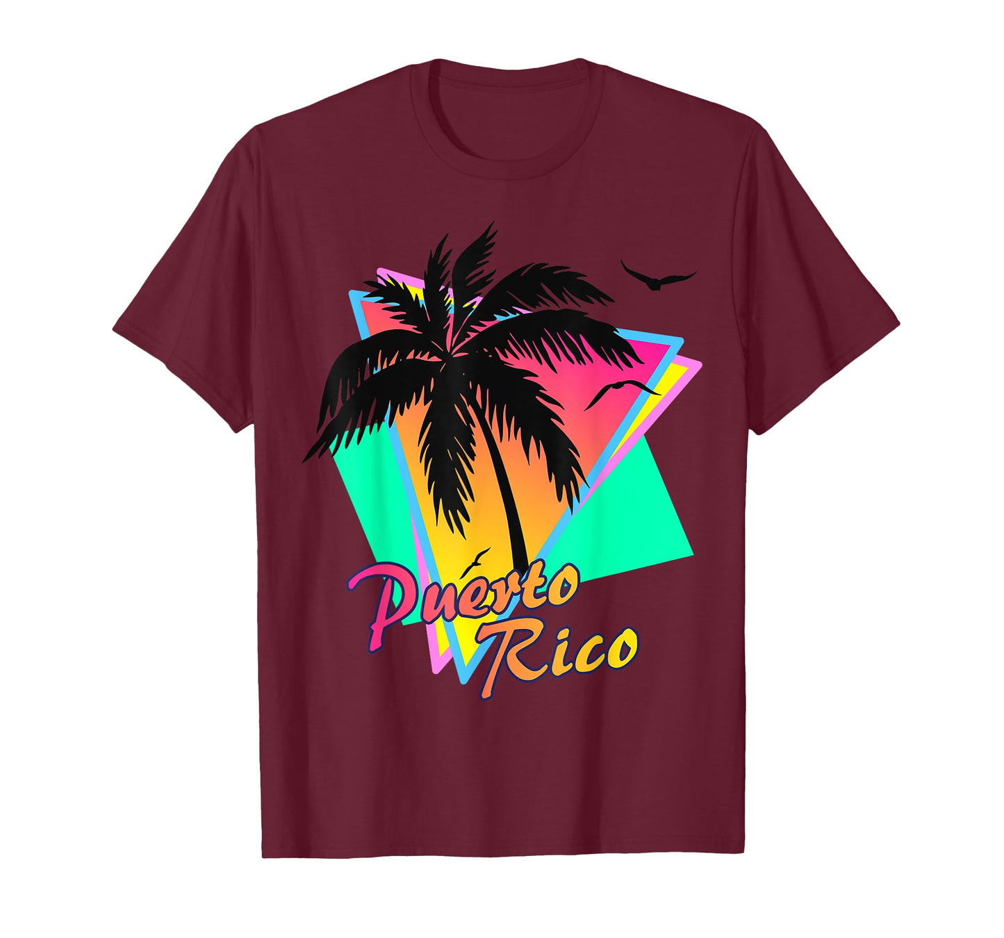 Puerto Rico 80s Tropical Summer Beach Palm Tree Sunset Men Women Kids T-Shirt