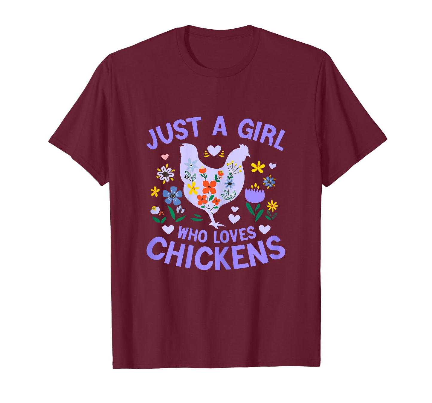 Just a Girl who Loves Chickens Shirt Cute Chicken Kids Women T-Shirt