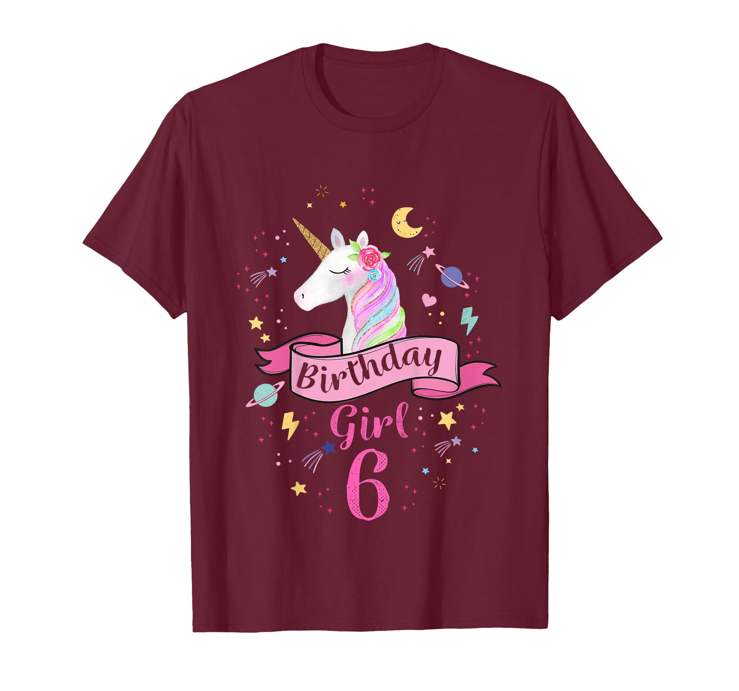 Kids 6th Birthday Girl Unicorn 6 Year Old Birthday Girl T-Shirt