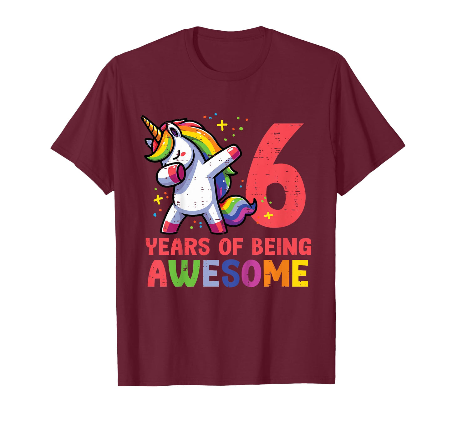 6 Years Of Being Awesome Unicorn 6th Birthday Girls Kids T-Shirt