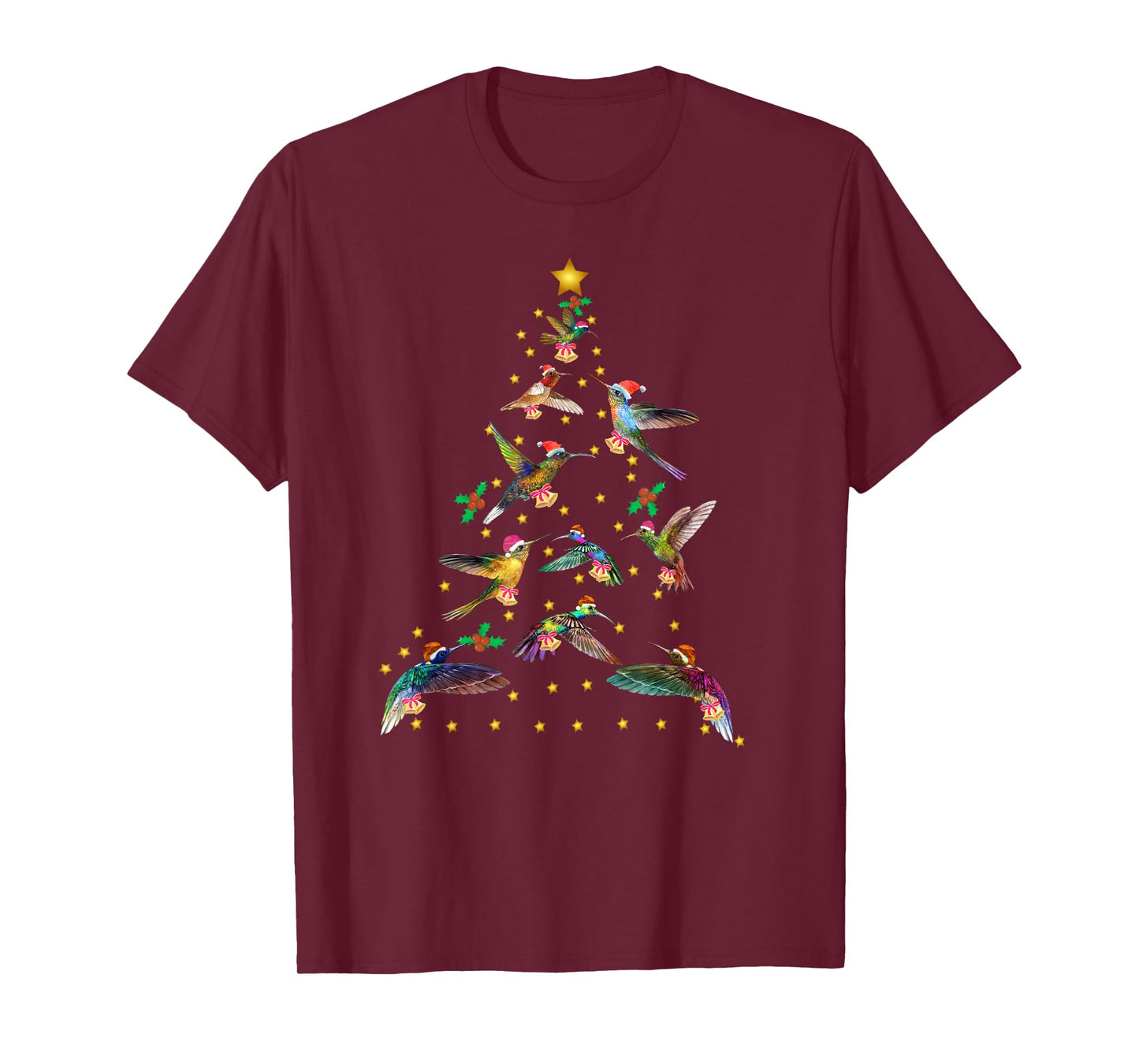 Watercolor Hummingbird Christmas Tree for Bird Lover T-Shirt
