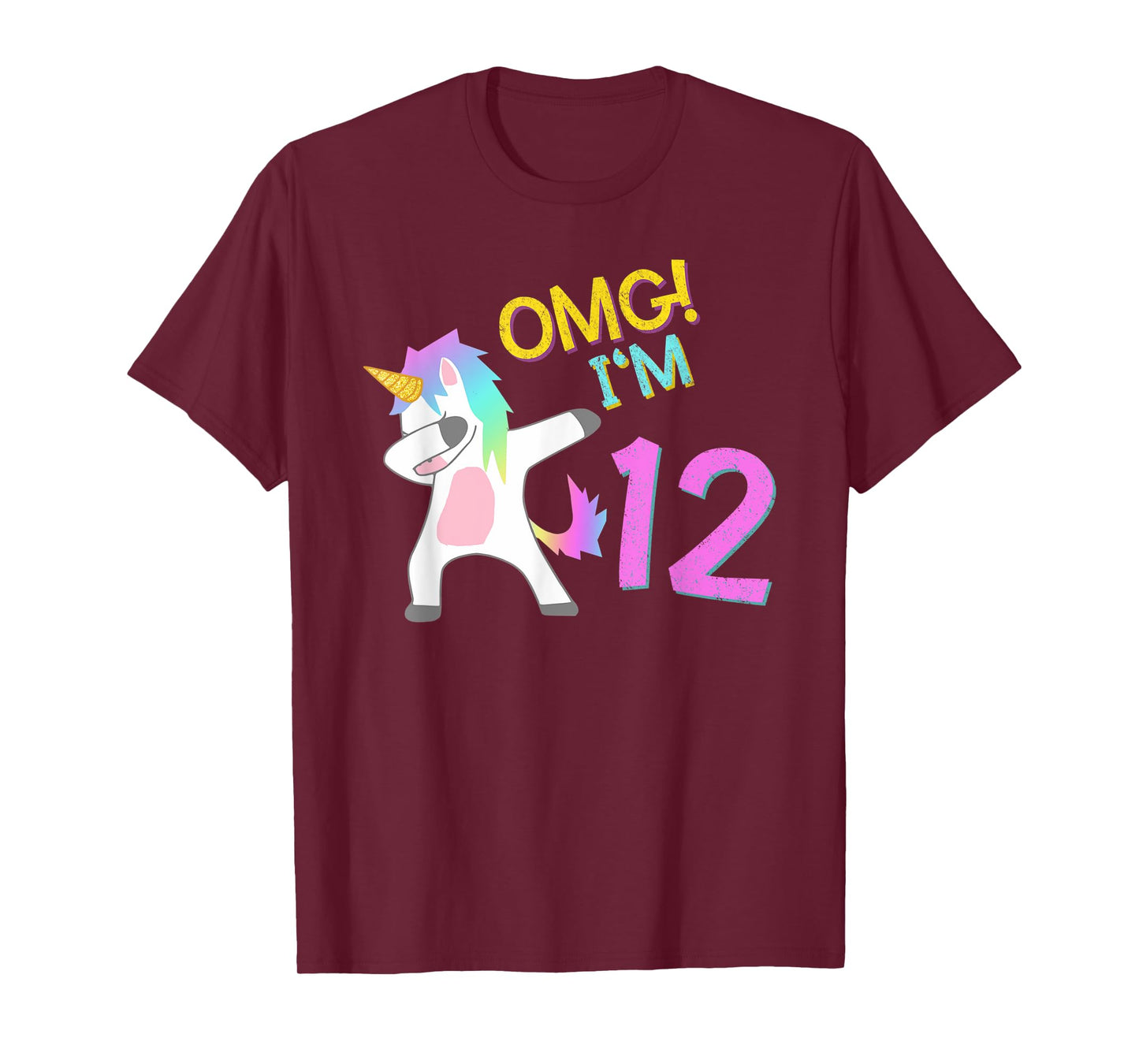 12th Birthday Dabbing Unicorn T-Shirt OMG 12 Years old girl T-Shirt