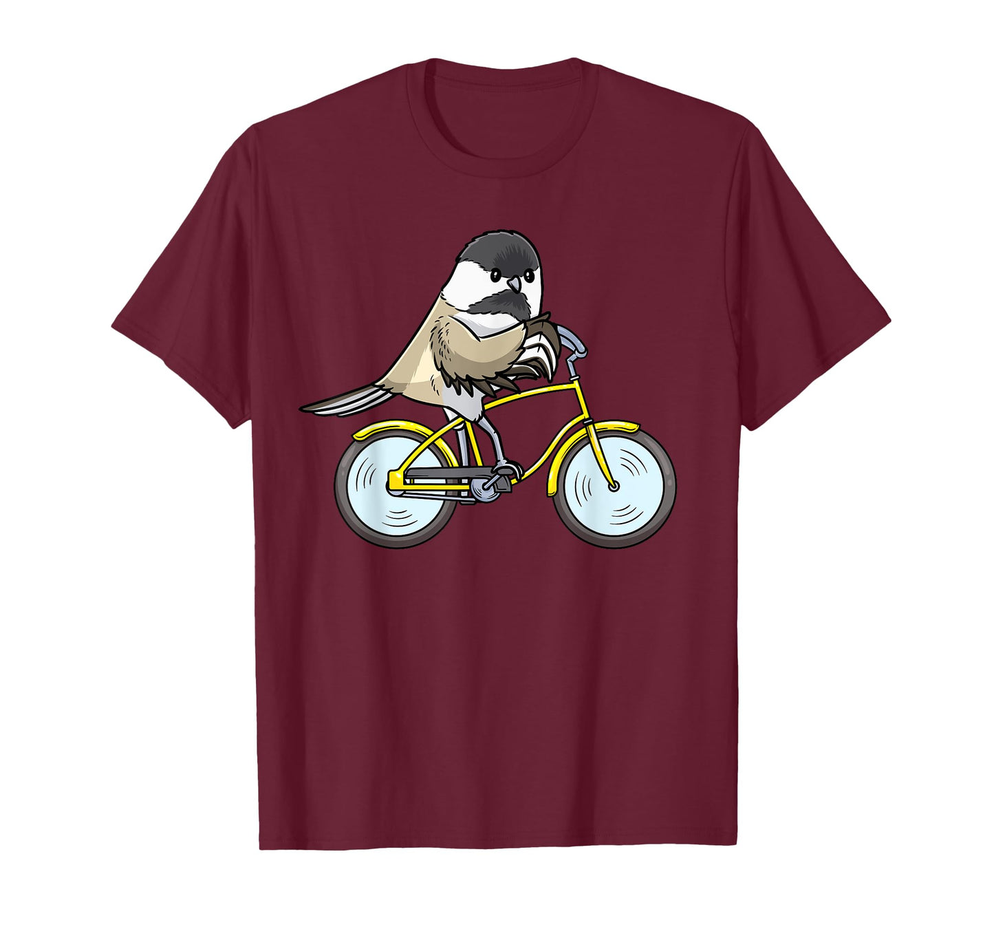 Black Capped Chickadee On Bike Birding Birder Bird Watching T-Shirt