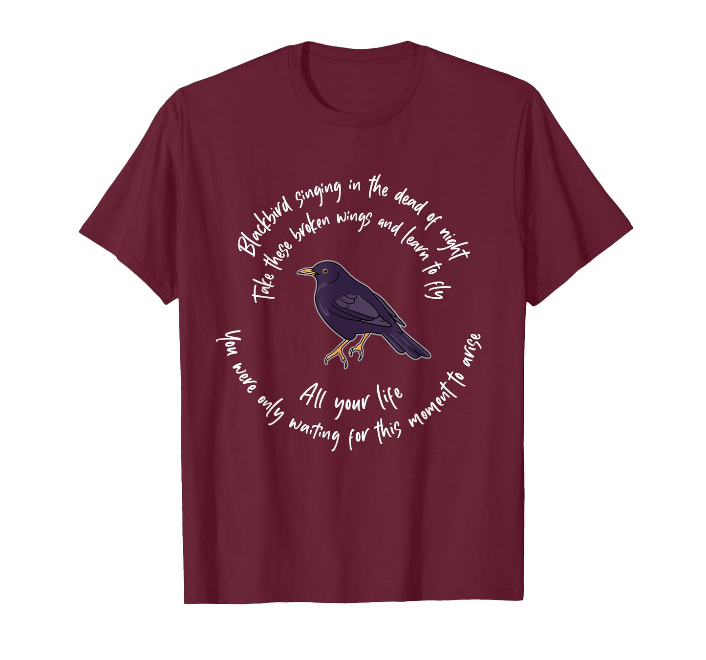 Blackbird Singing Bird Wings Microphone Singer Lyrics Artist T-Shirt