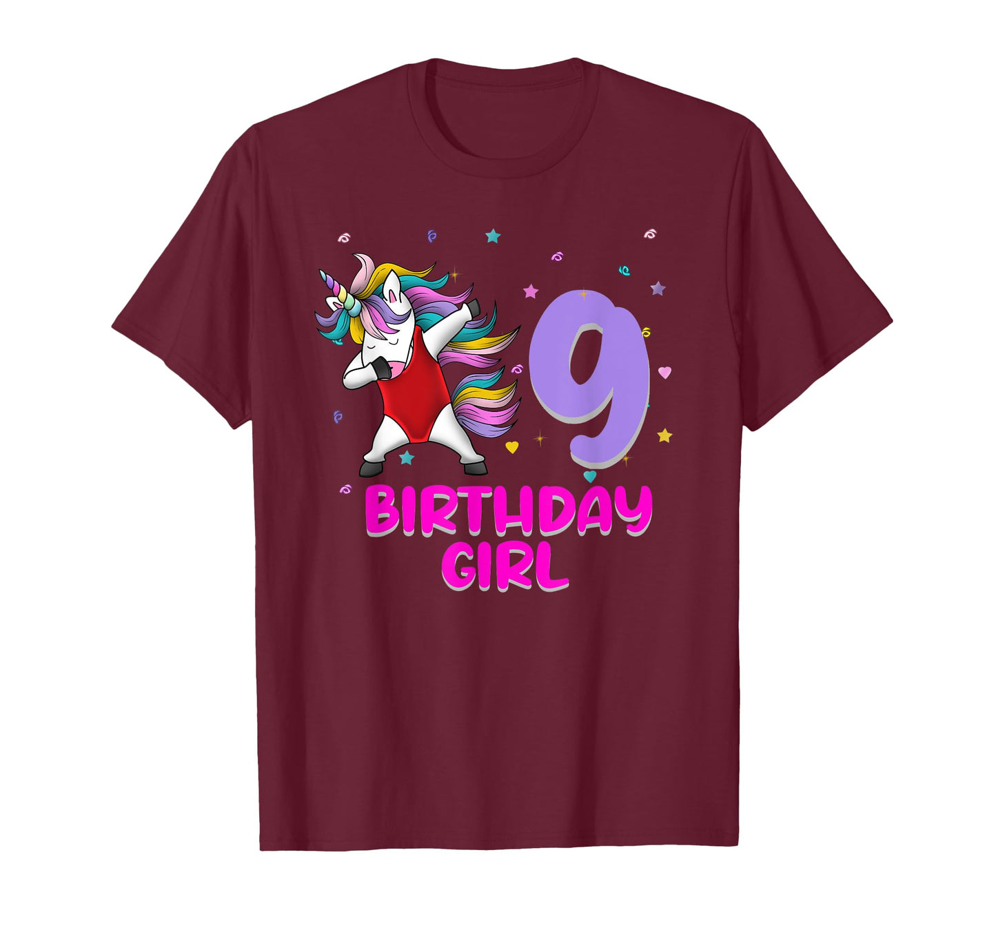 Unicorn Swimsuit 9th Birthday Girl Love Funny 9 Years Old T-Shirt