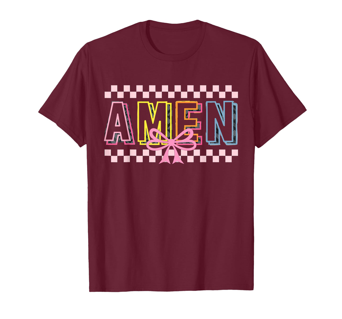 Retro Amen Coquette Bow Jesus Girl Women Happy Easter Day T-Shirt