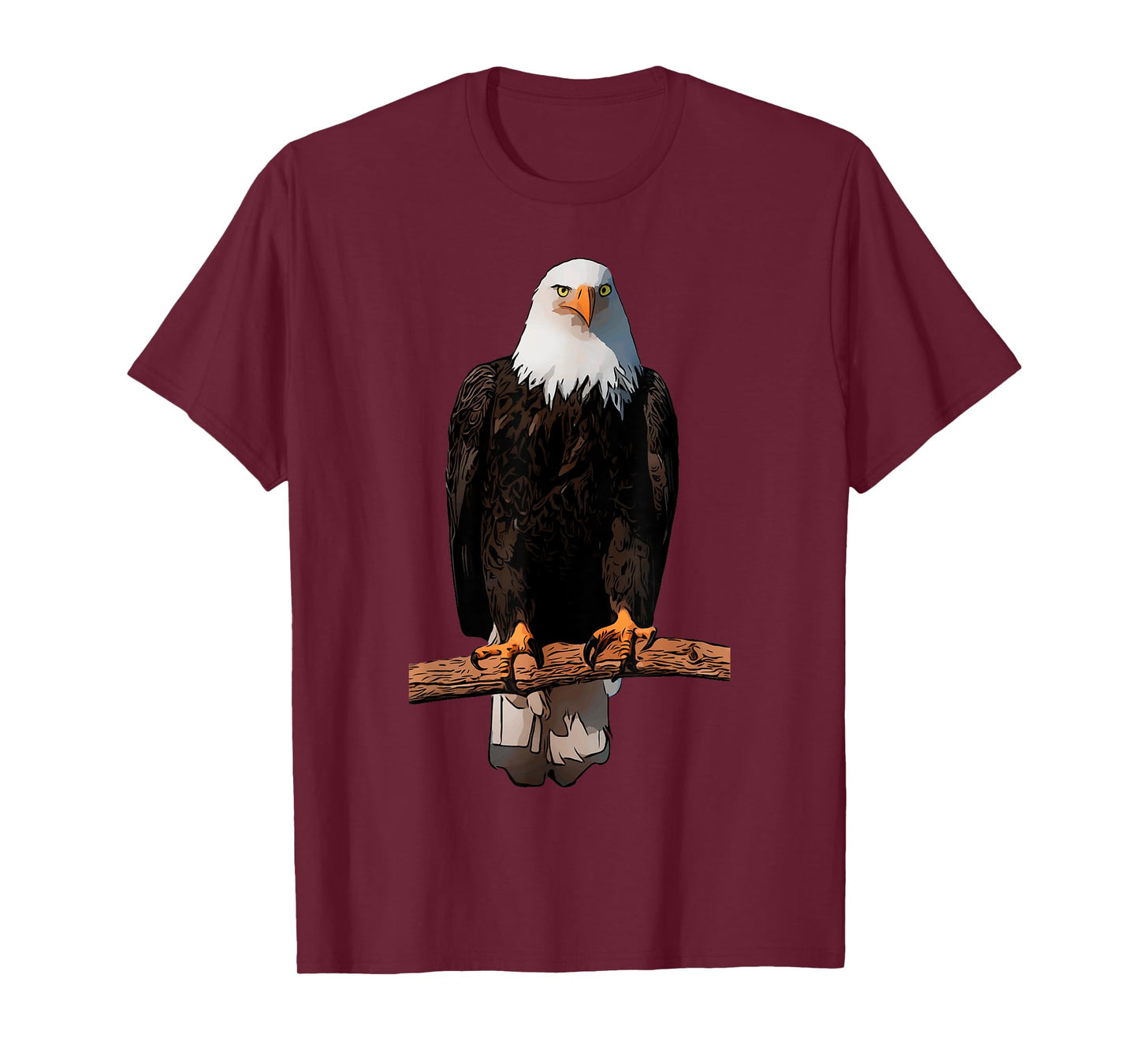 American Bald Eagle Illustration on Branch T-Shirt for Women Kids Men