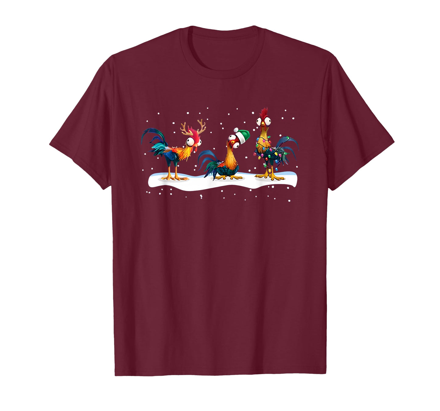 Hei Hei Chicken Christmas T-Shirt - Unisex, Black, Short Sleeve, Small