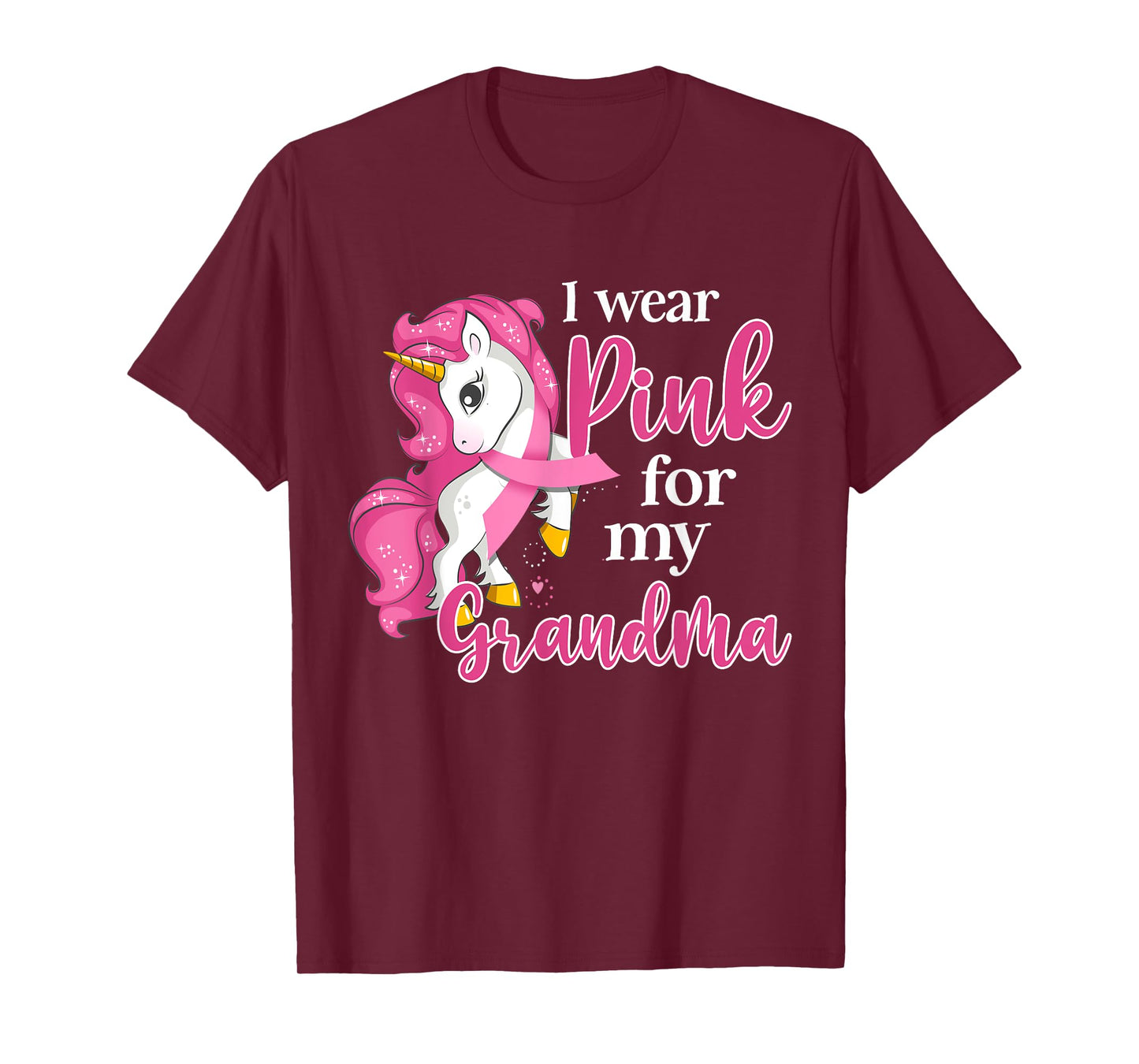 I Wear Pink For My Grandma Unicorn Breast Cancer Awareness T-Shirt