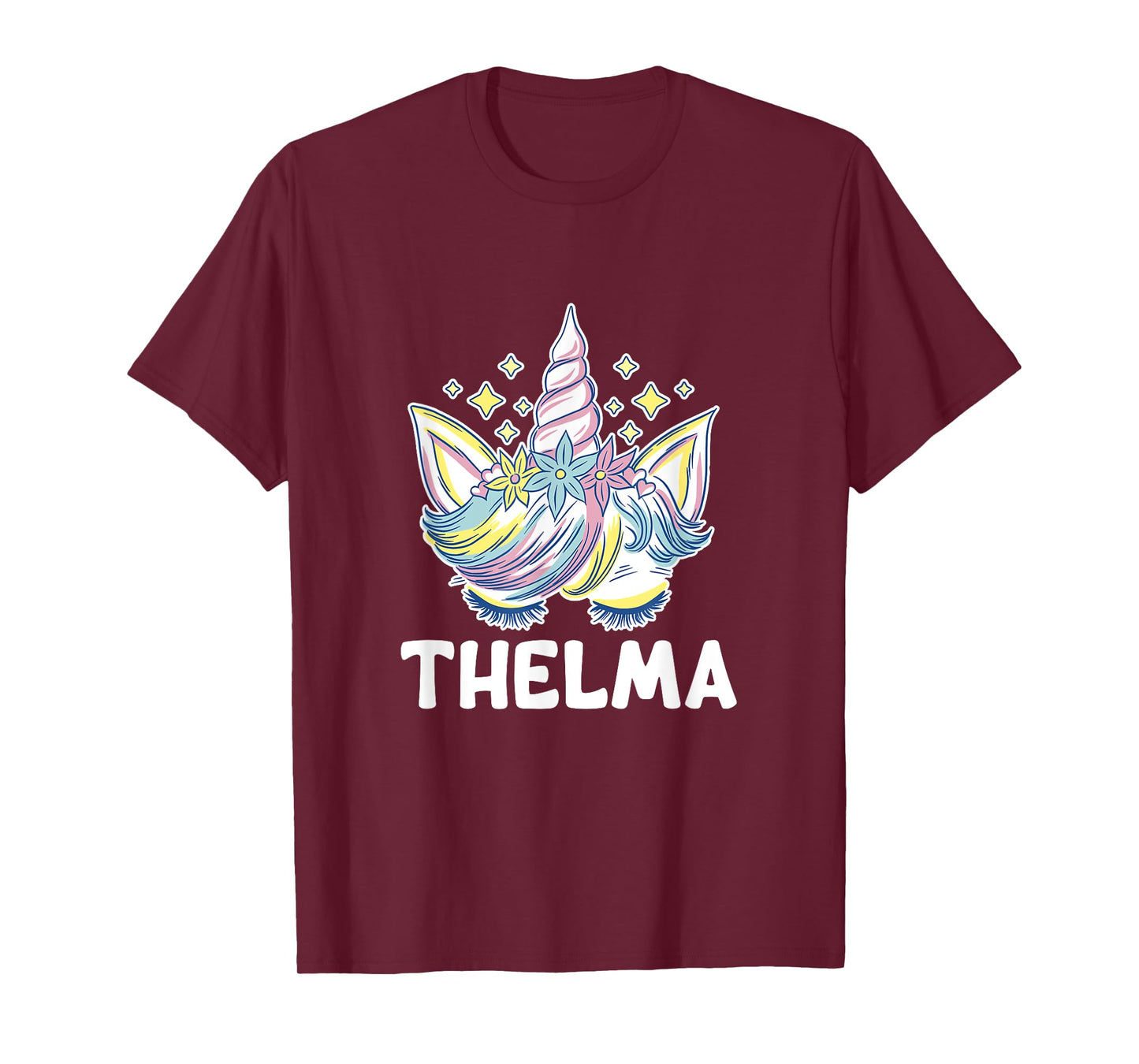 Cute Personalised Name Unicorn Crown Thelma T-Shirt