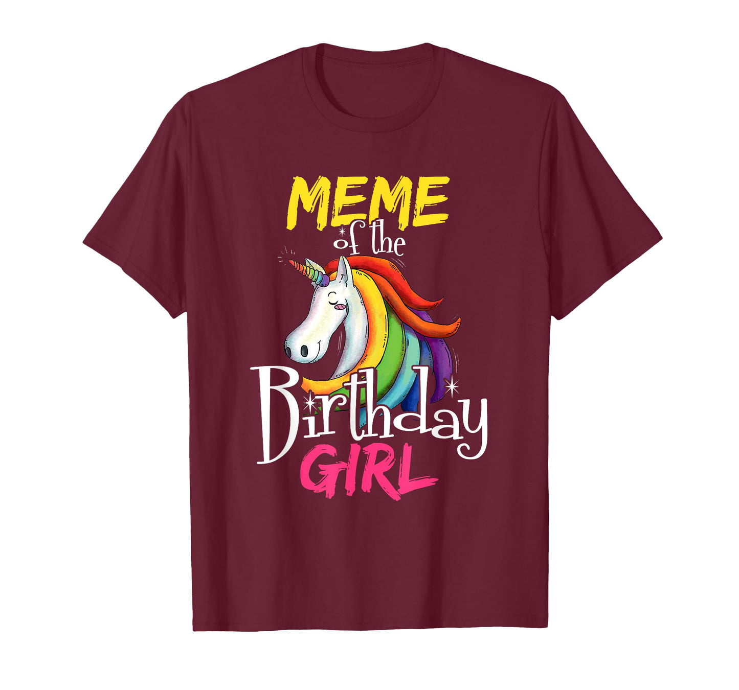 Meme Of The Birthday Girl Cute Floral Unicorn Face Gift T-Shirt