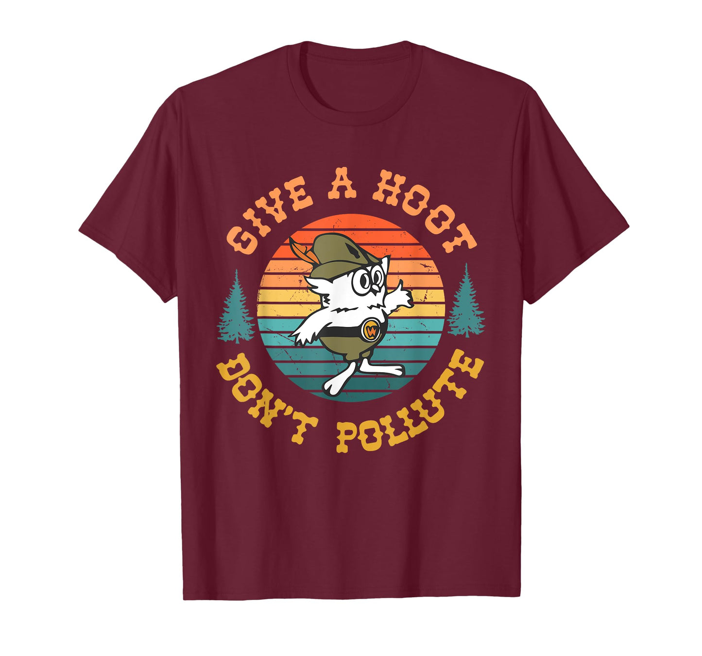 Give A Hoot Don't Pollute Funny T-Shirt, Small, Black