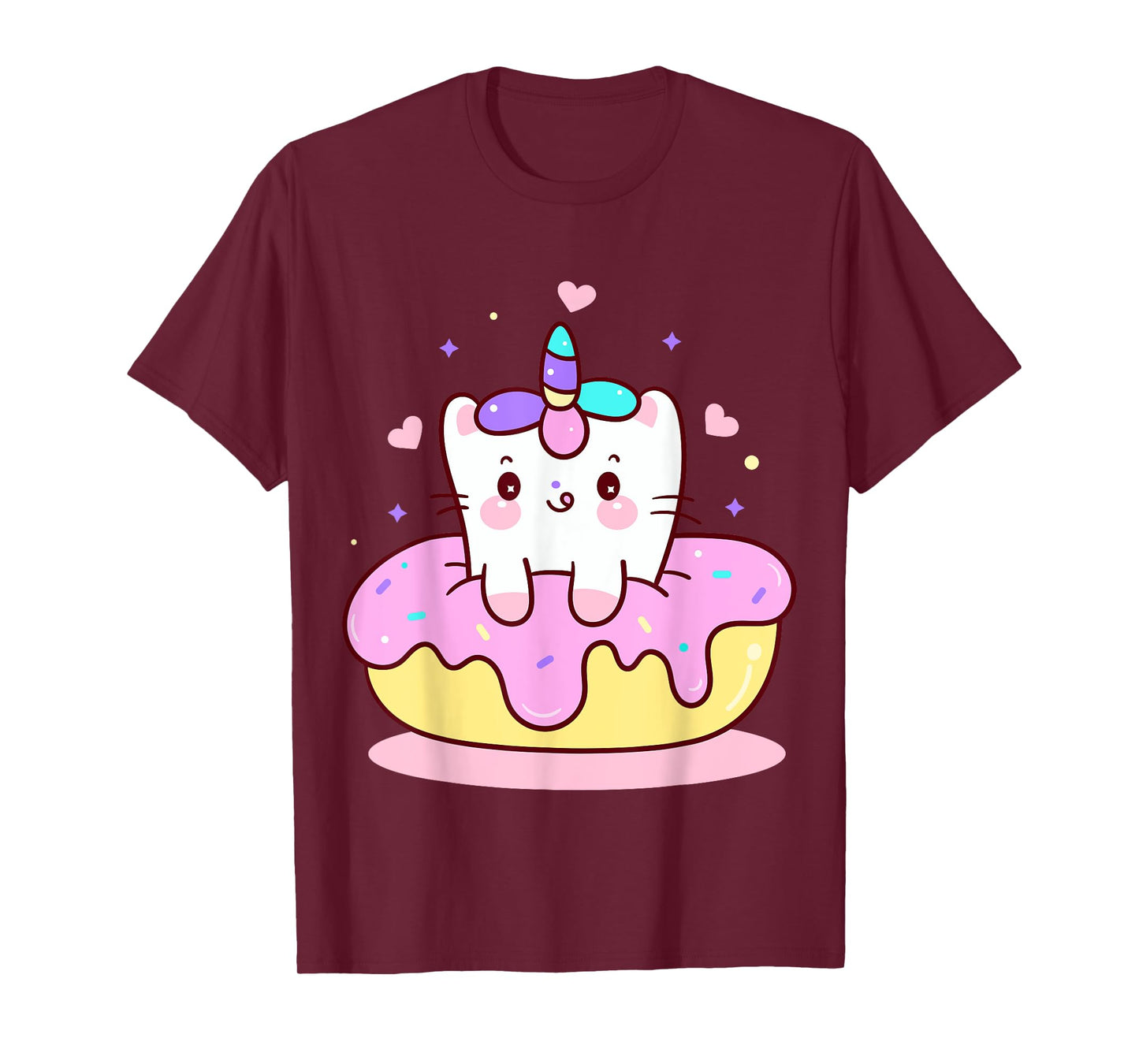 Unicorn Kitty Cat Kitten on Donut Girl Boy Kids Youth Child T-Shirt