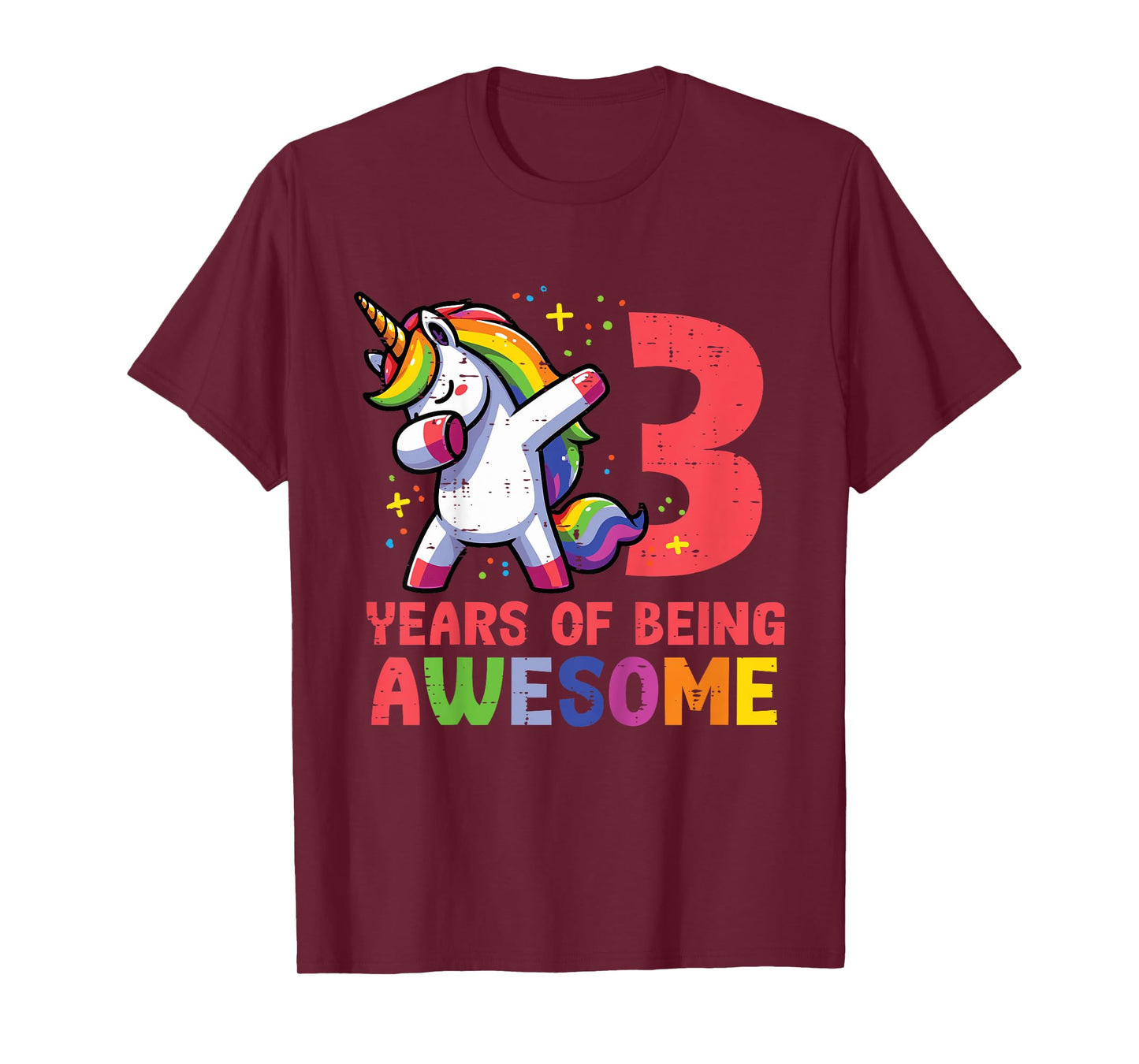 3 Years Of Being Awesome Unicorn Dab 3rd Birthday Girls Kids T-Shirt