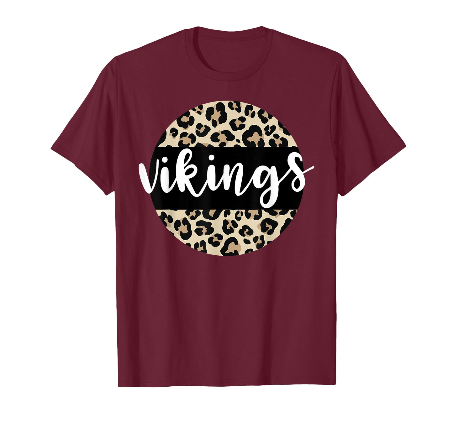Leopard Print Vikings Team Mascot School Spirit Game Night T-Shirt