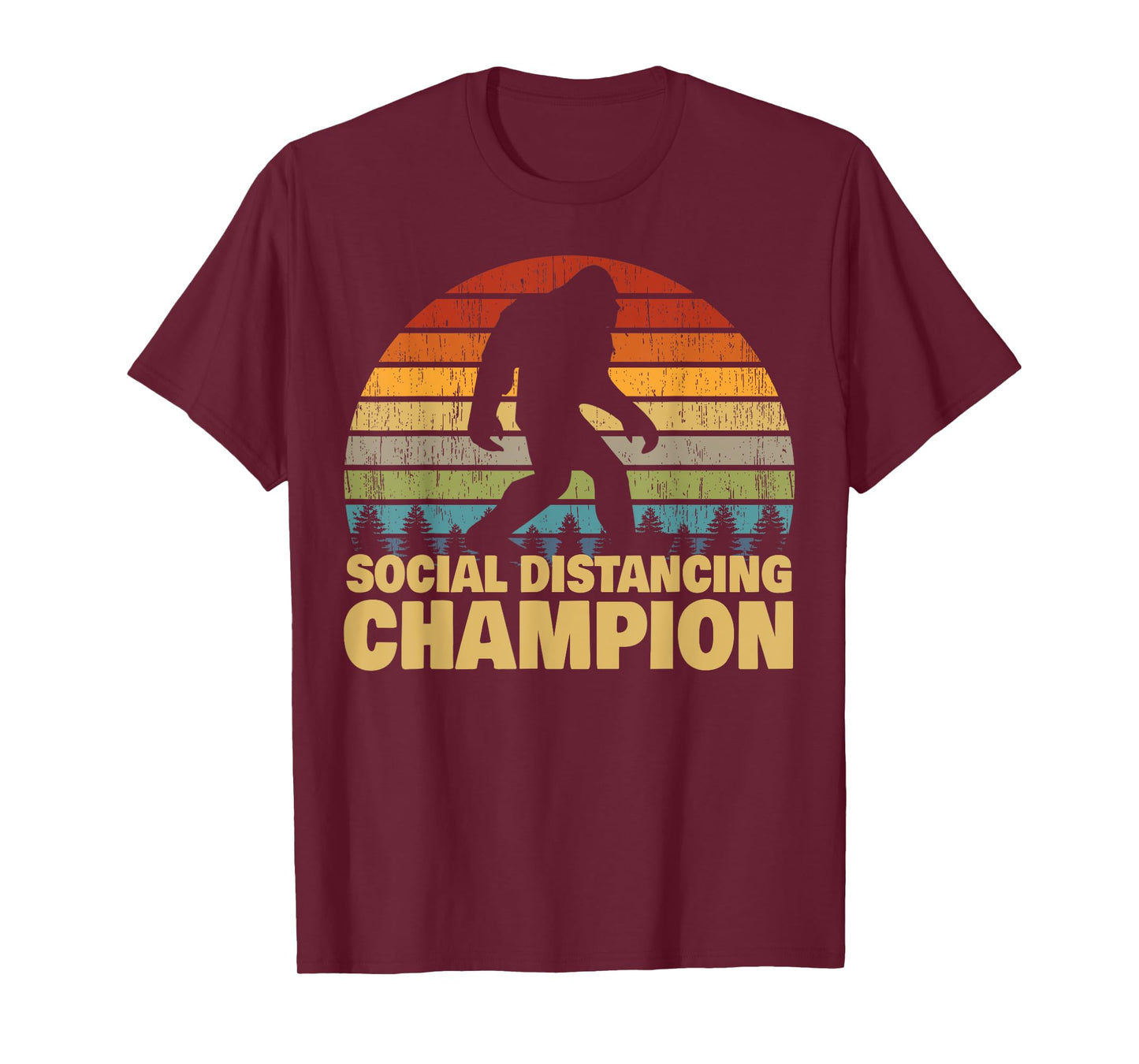 Social Distancing Champion Trendy Meme Funny Bigfoot T-Shirt