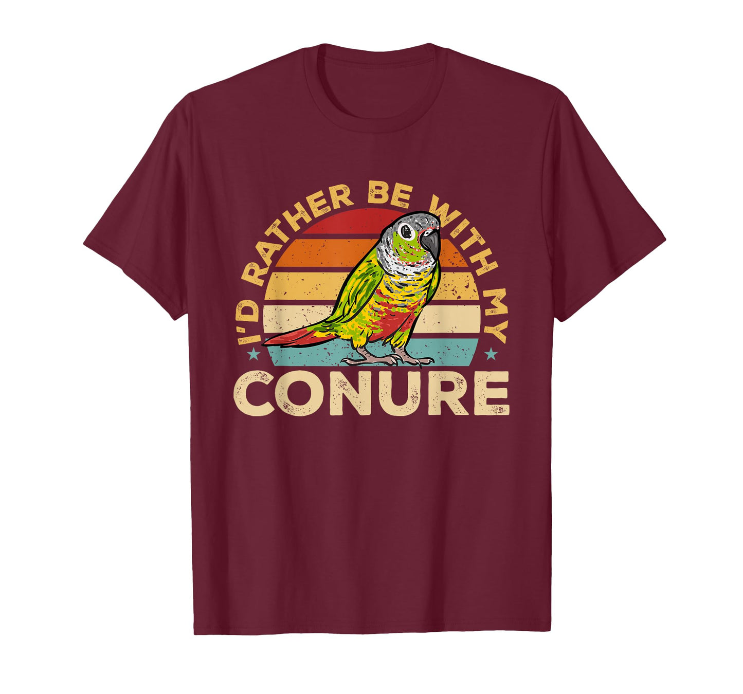 Green Cheek Conure Retro I'd Rather Be With My Conure T-Shirt