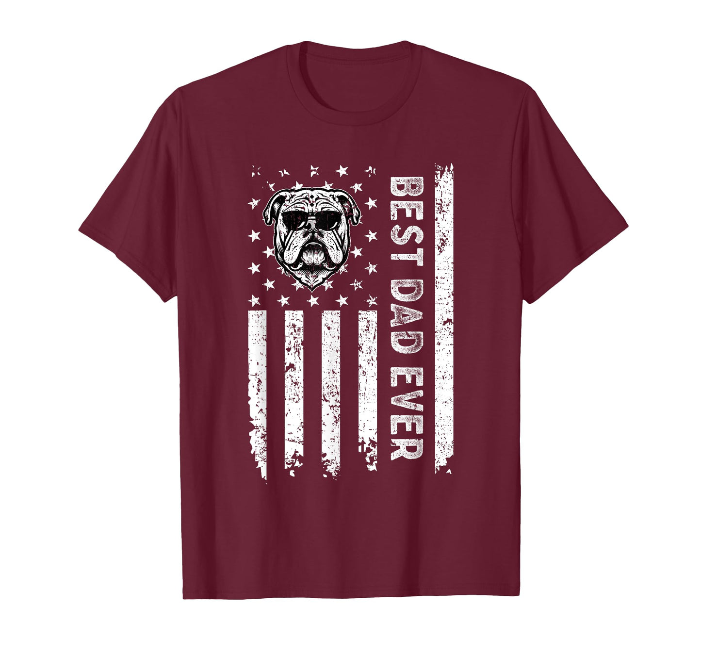Best English Bulldog Dog Dad Ever Fathers Day USA Flag Men Women Kids T-Shirt