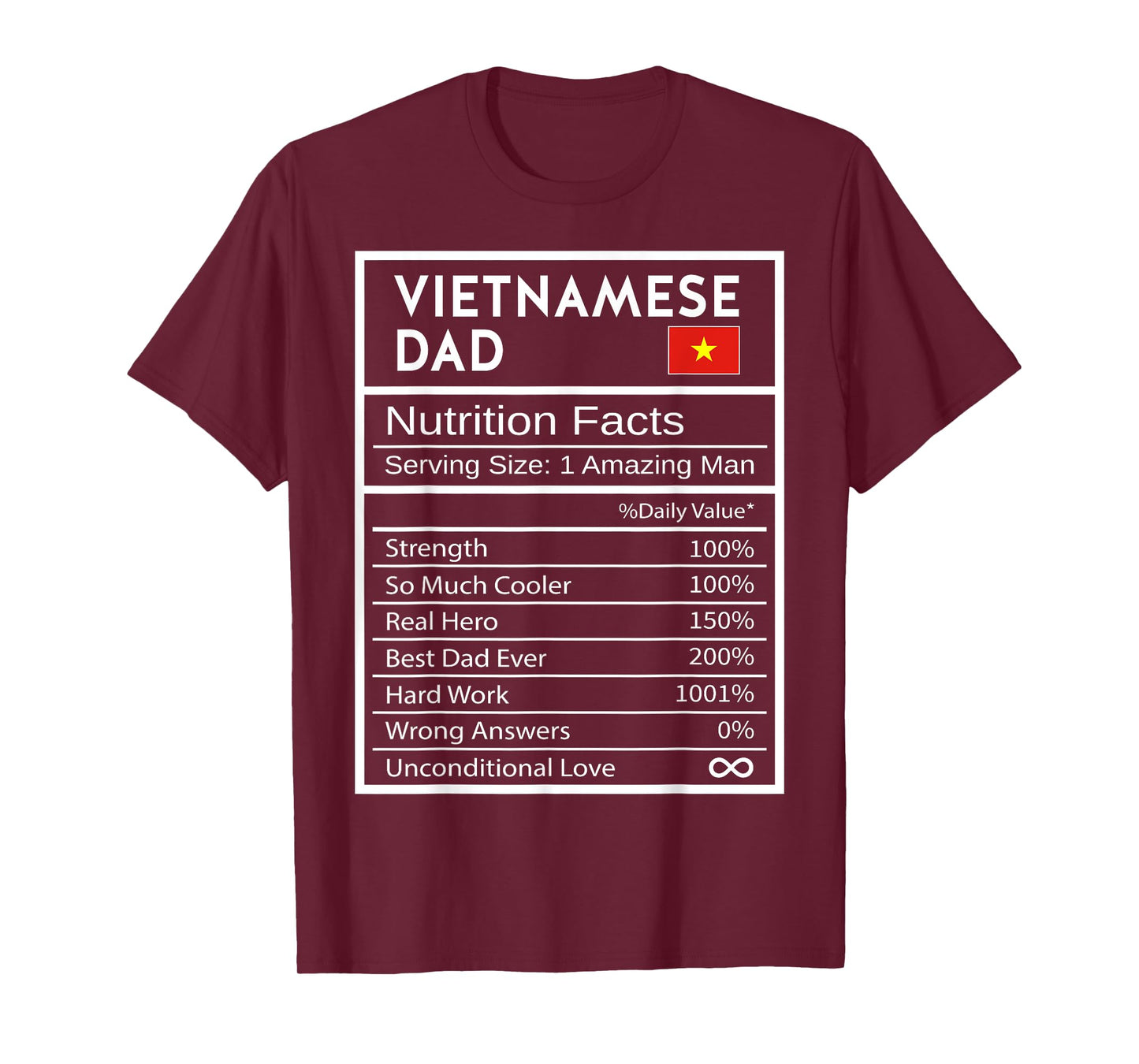 Vietnamese Dad Nutrition Facts National Pride Gift For Dad T-Shirt