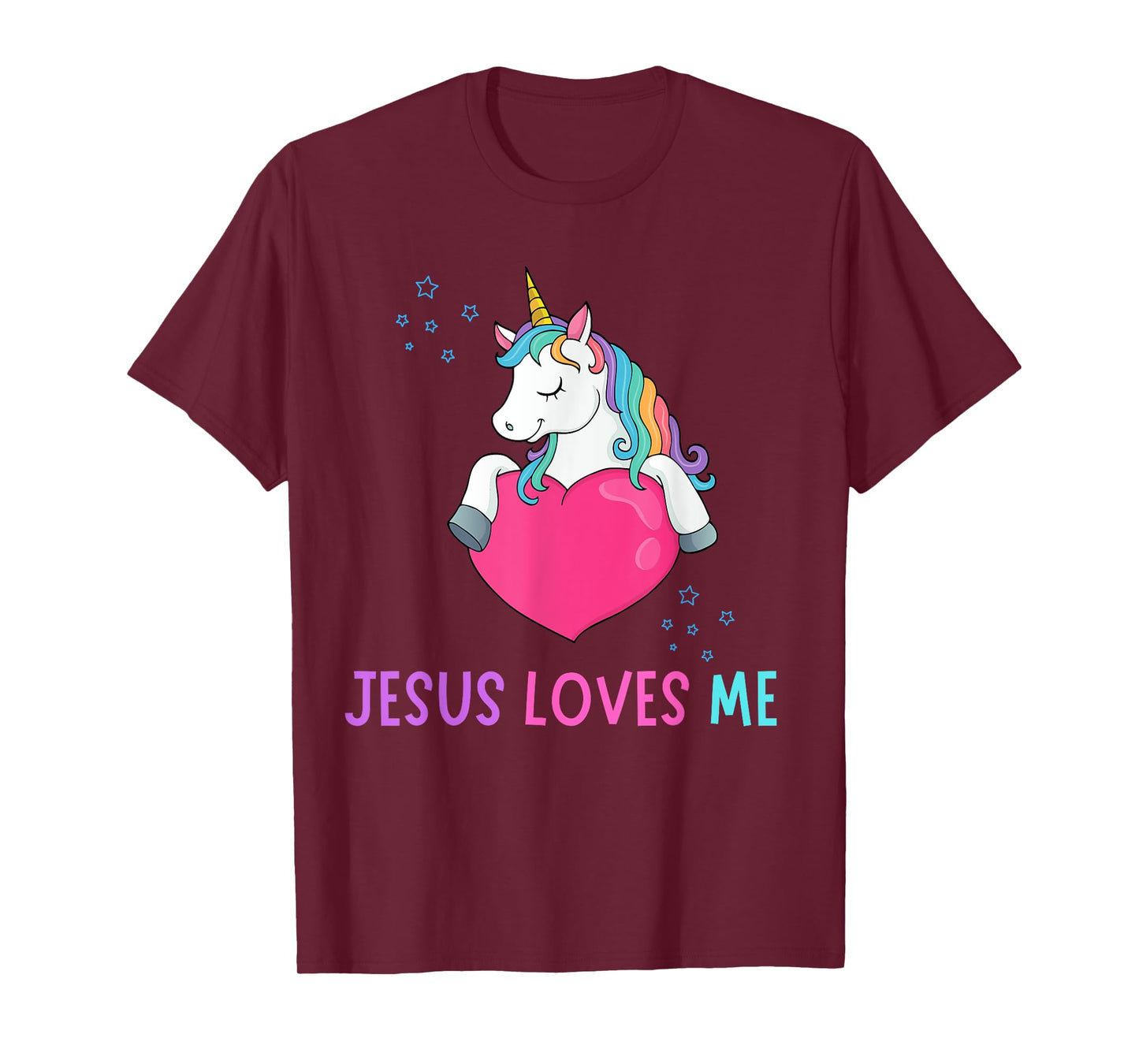 Kids Jesus Loves Me Christian Bible Girls Rainbow Unicorn T-Shirt