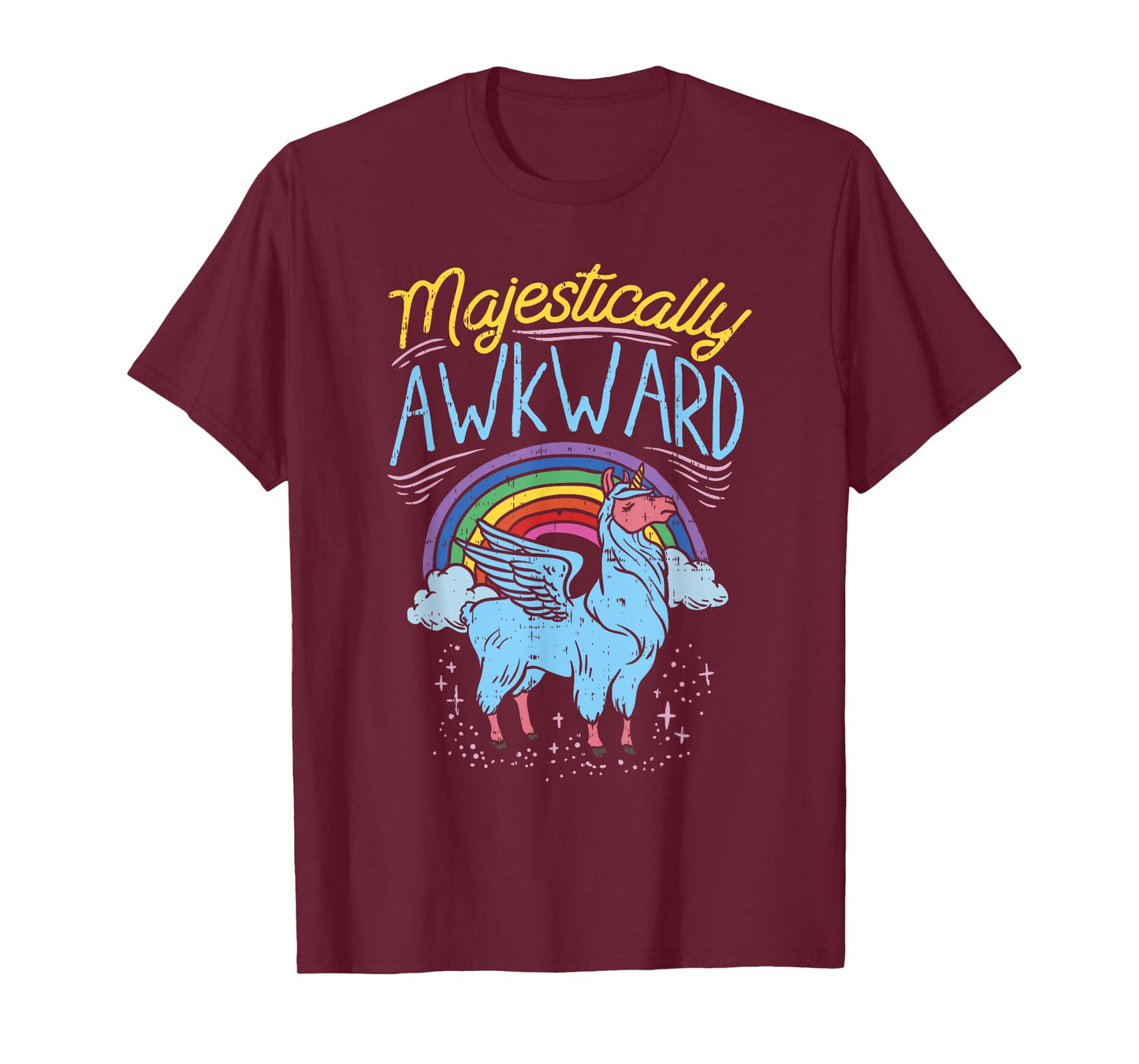 Majestically Awkward Funny Llamacorn Llama Unicorn Rainbow T-Shirt