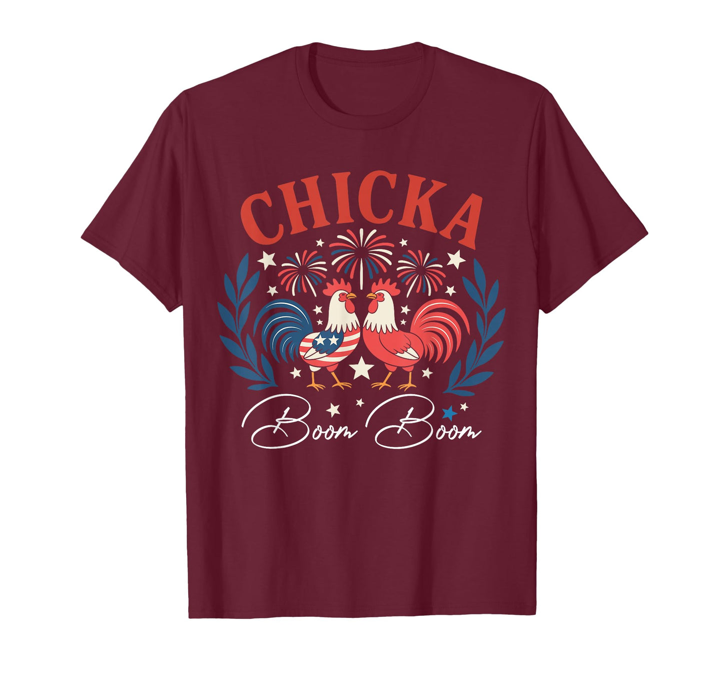 Chicka Boom Boom Cute Chicken Retro 4th of July America T-Shirt