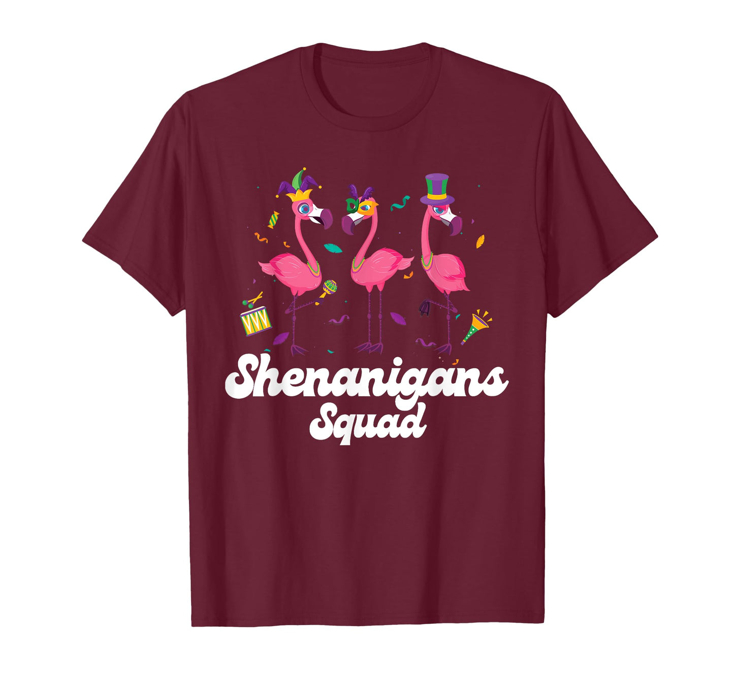 Shenanigans Squad Mardi Gras Flamingo Party Parade Matching T-Shirt