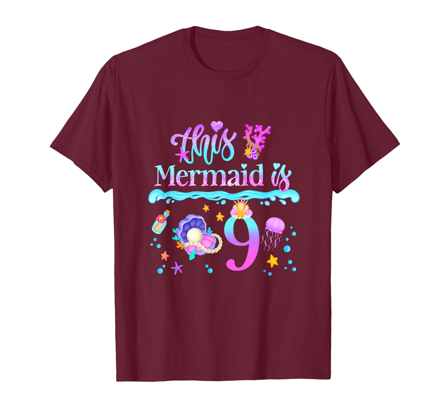 This Mermaid is 9 Years Old 9th Girls Birthday Party Kids T-Shirt