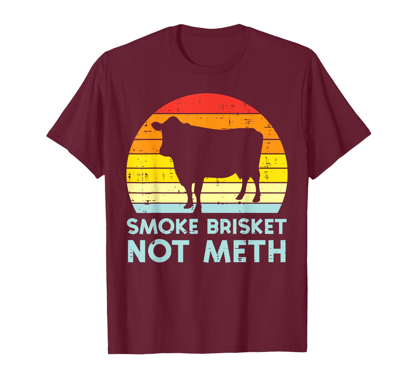 Grill Brisket Beef Sunset Retro Bbq Barbecue Grill Women Men T-Shirt