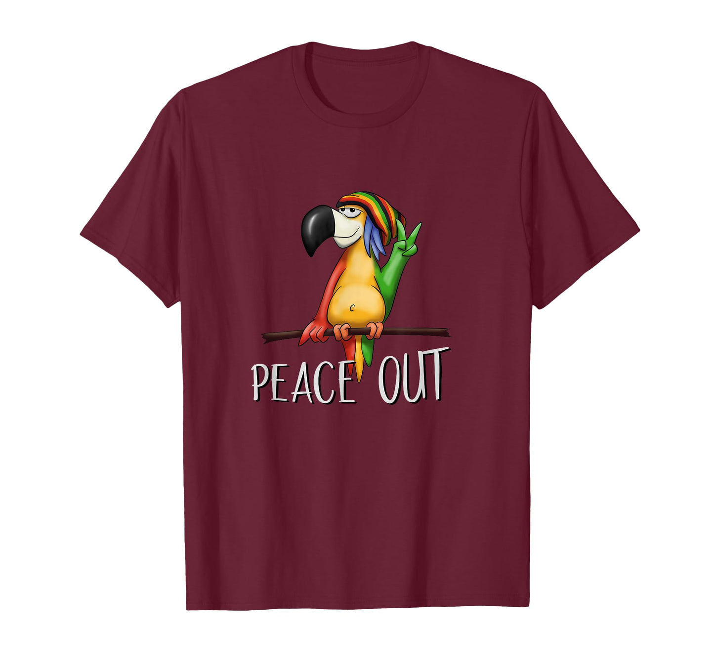 Cool Cartoon Rasta Bird Chilling Reggae Parrot Peace Out T-Shirt