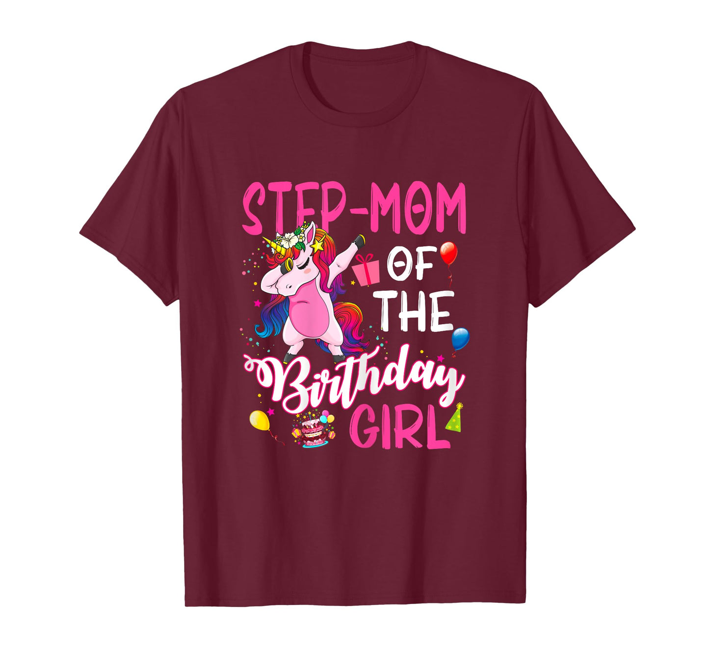 Step-Mom Of The Birthday Girl Unicorn Birthday T-Shirt