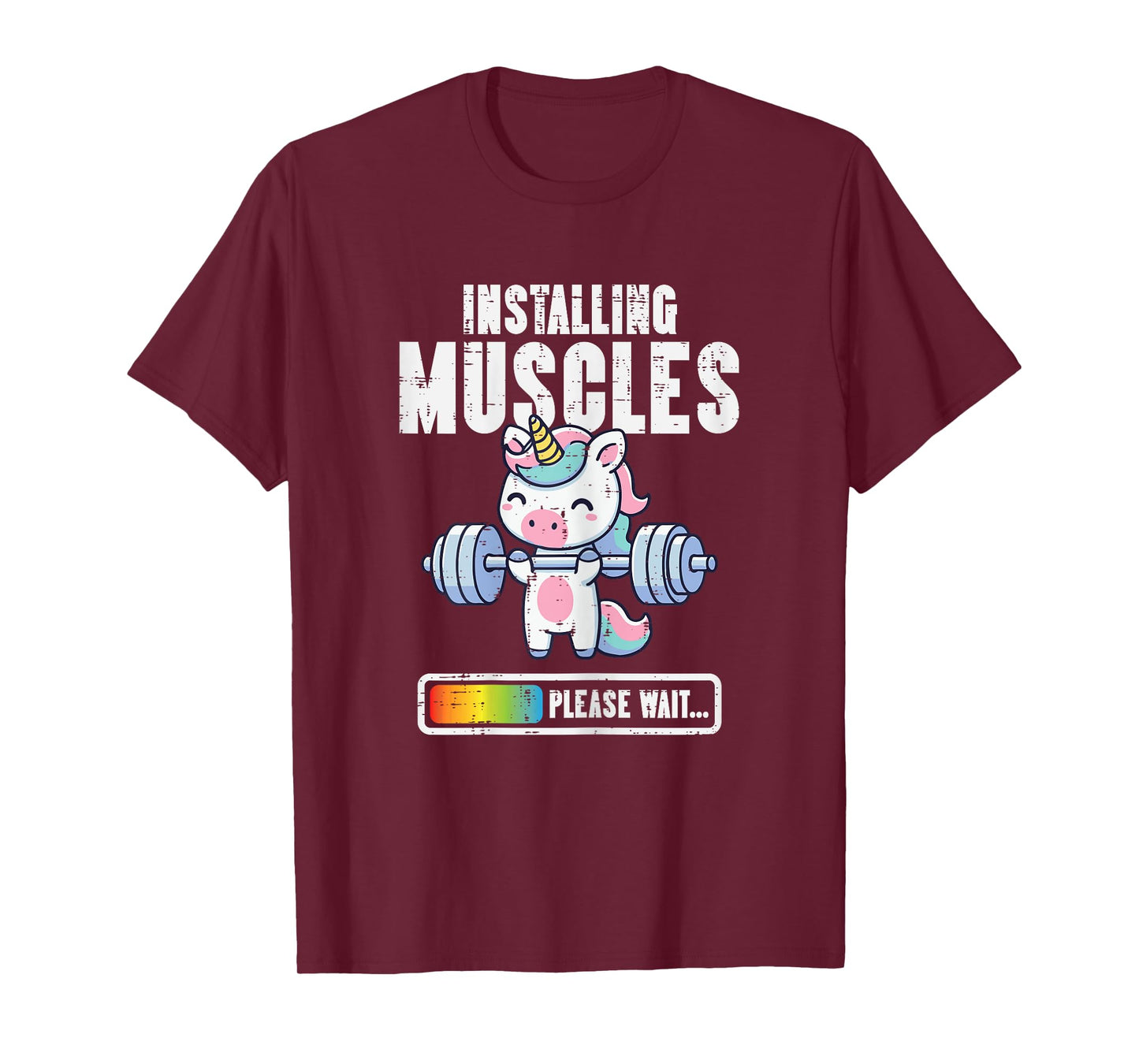 Gym Unicorn Installing Muscles Funny Workout Women Girls Kid T-Shirt