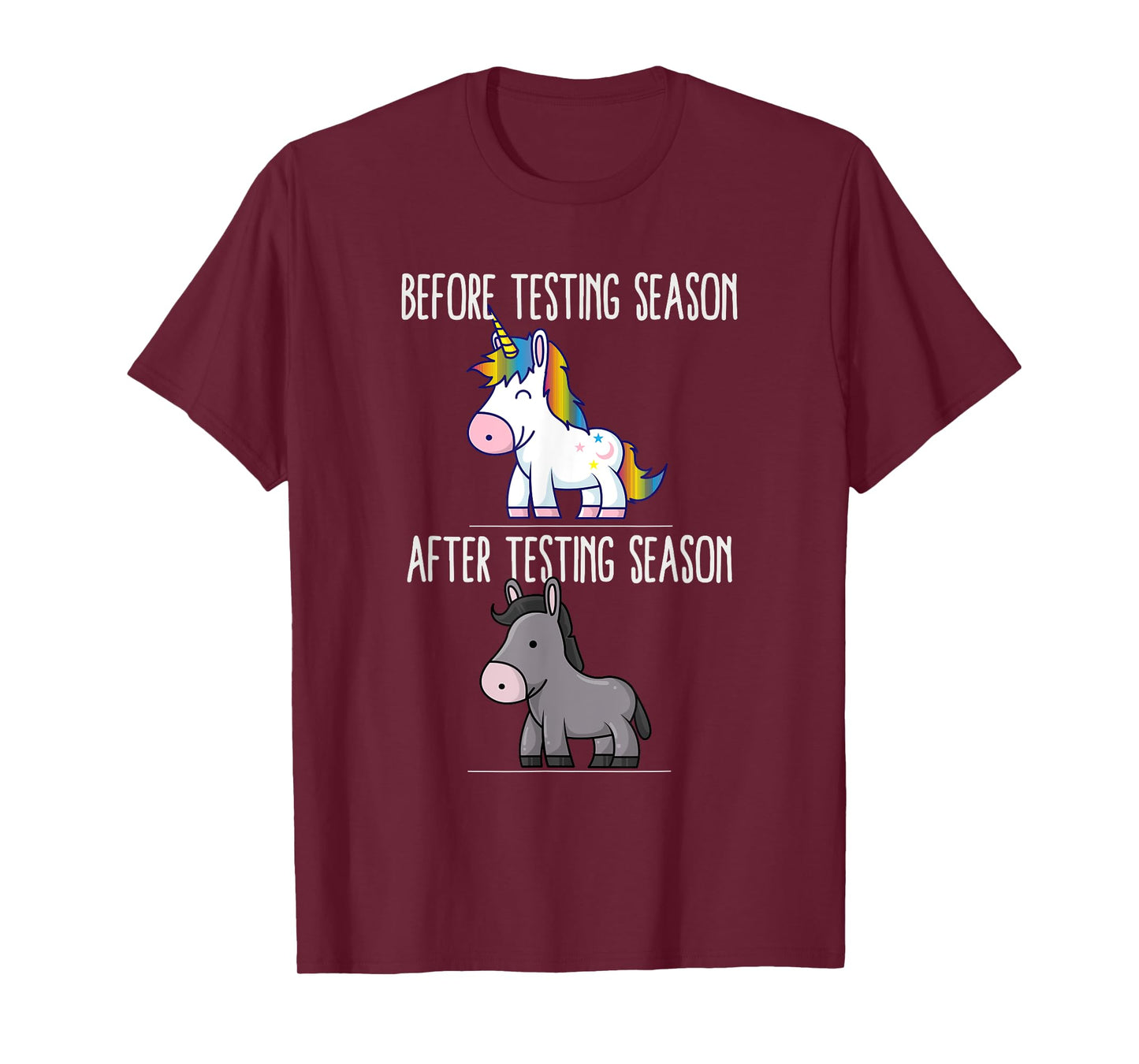 Before After Testing Season Is My Cardio Teacher Unicorn T-Shirt