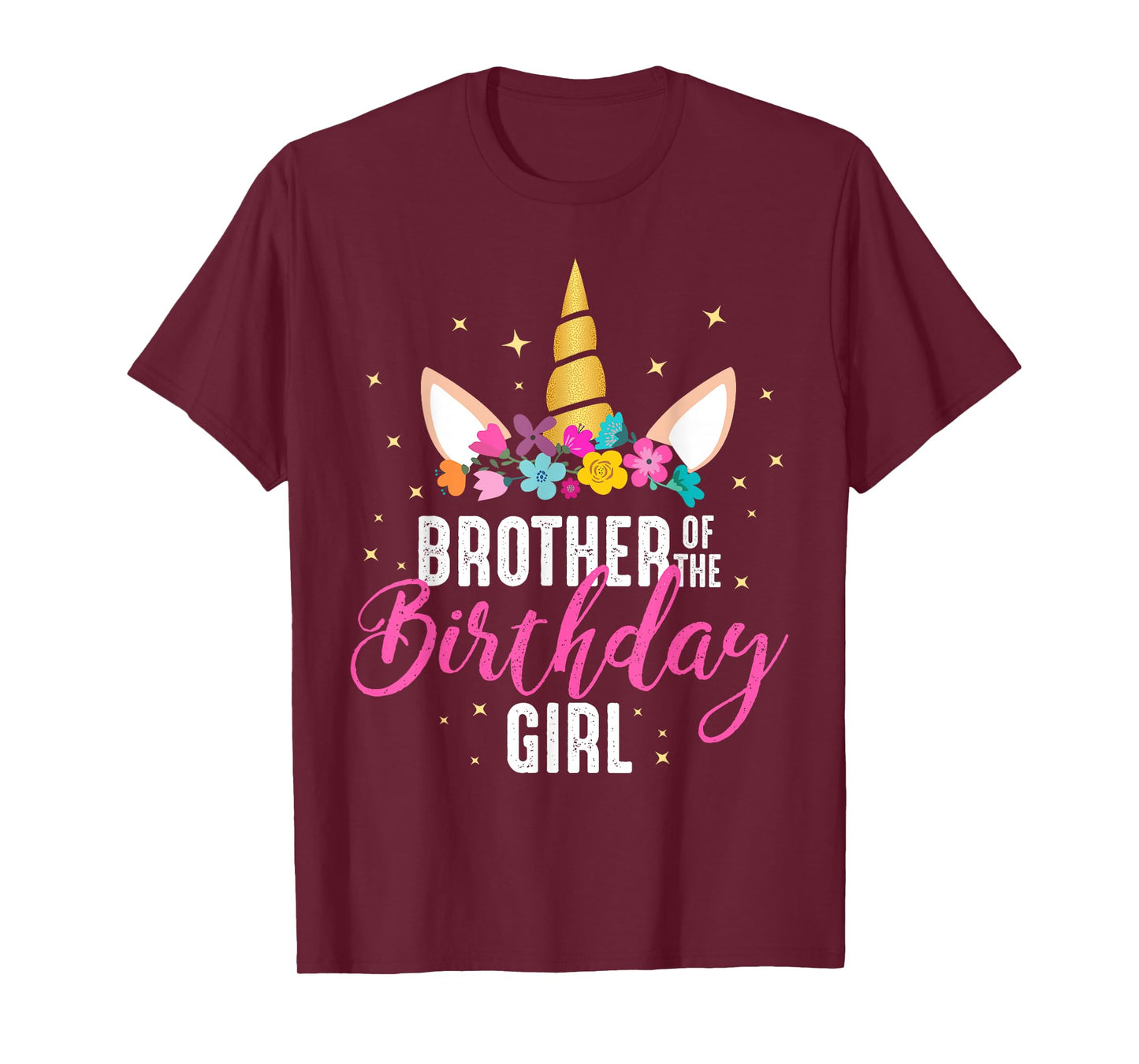 Brother Of The Birthday Girl Sibling Gift Unicorn Birthday T-Shirt