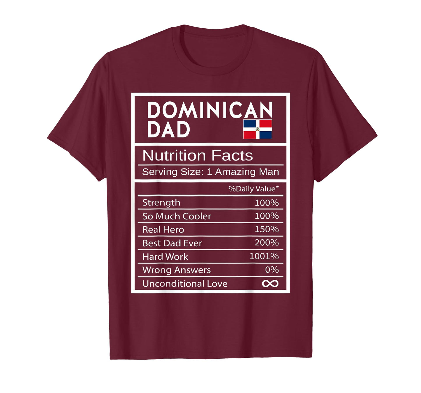 Dominican Dad Nutrition Facts National Pride Gift For Dad T-Shirt