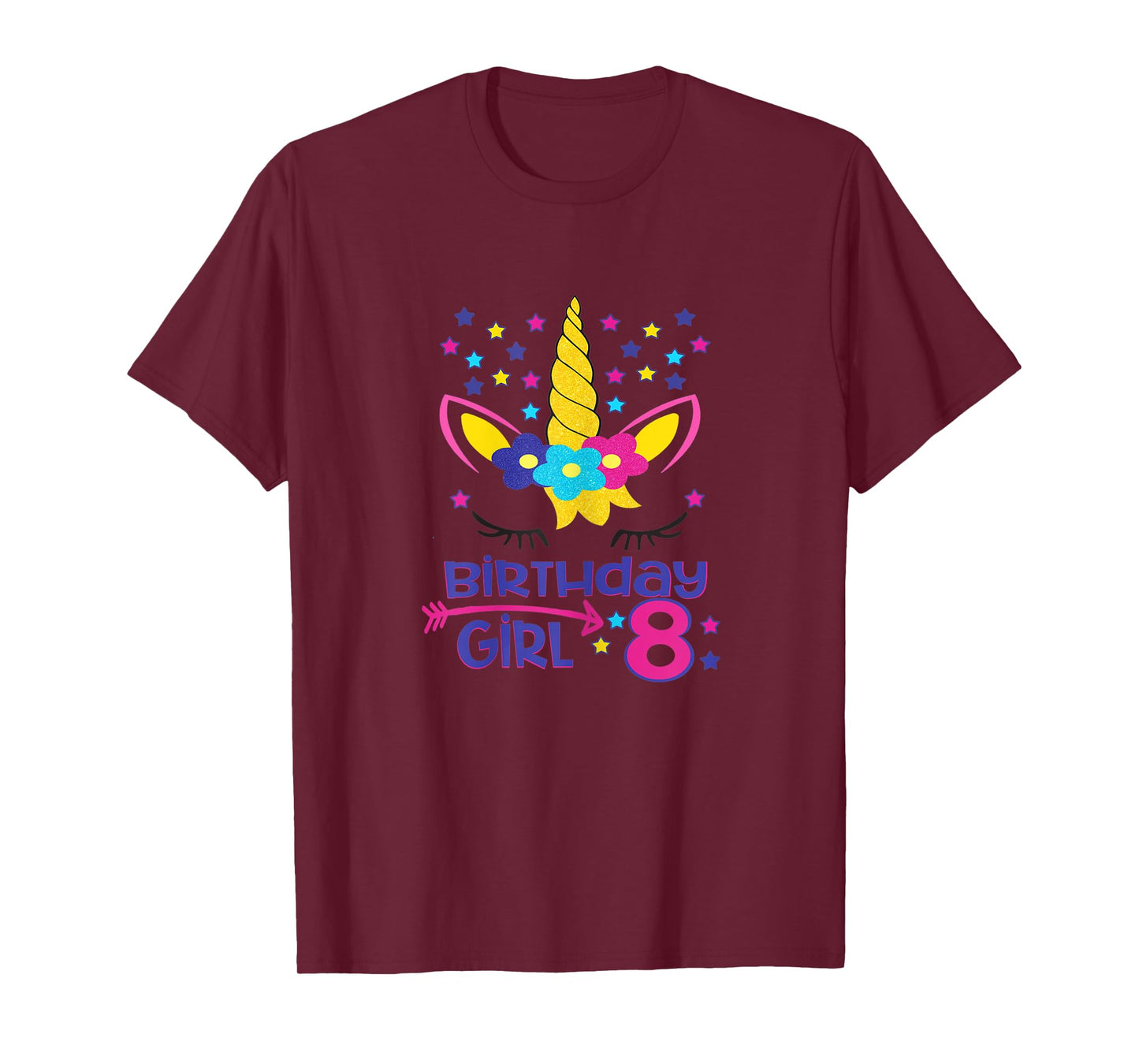 Birthday Girl 8 Unicorn Stars Unicorn Birthday 8 Year Old T-Shirt