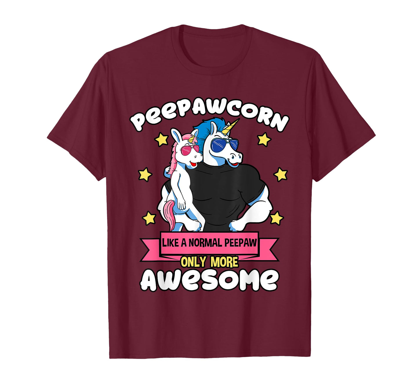 Peepawcorn 1 Kid Father's Day Peepaw Unicorn Granddaughter T-Shirt