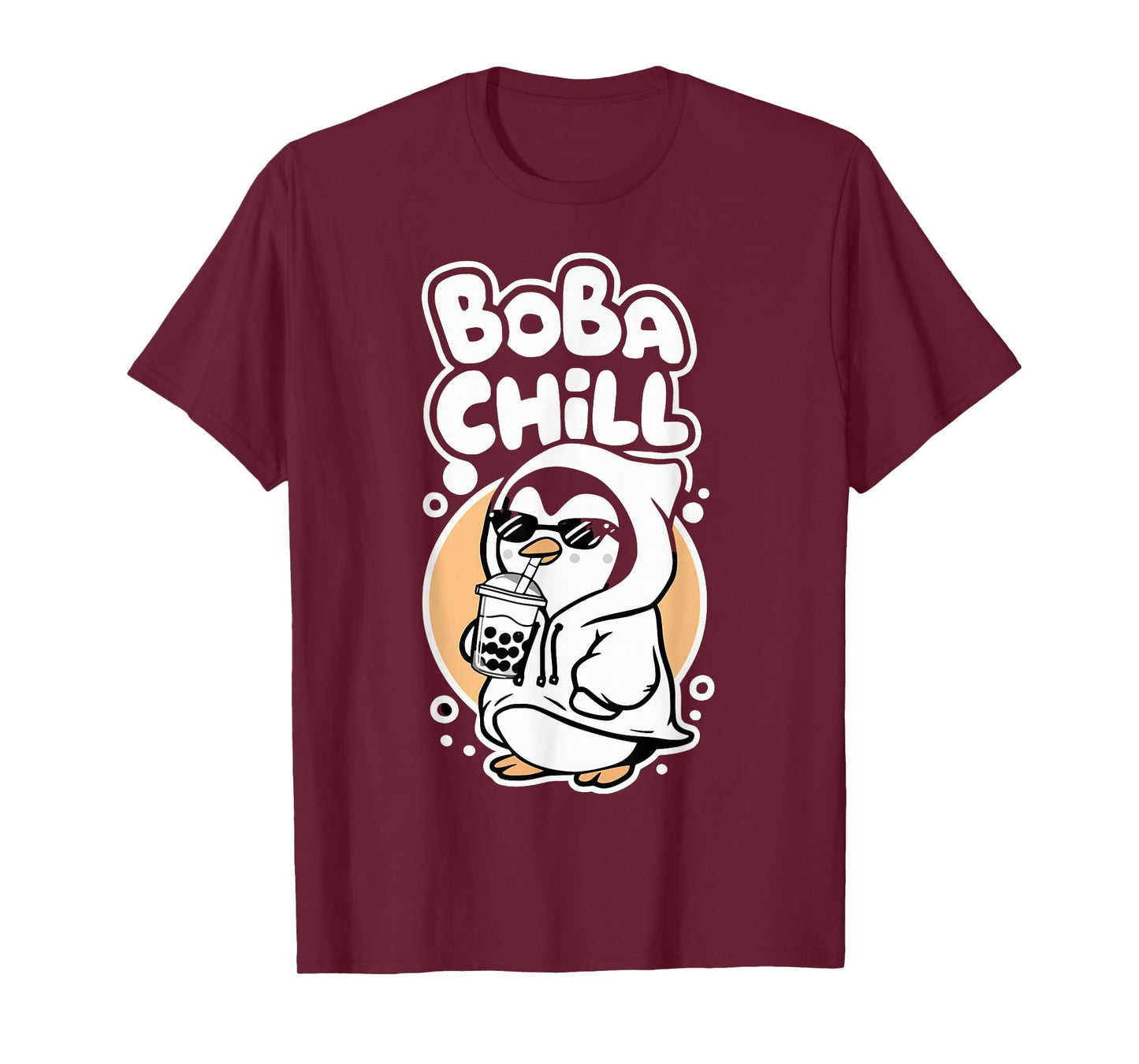 Boba Chill Kawaii Penguin Bubble Mike Tea Drink Cool Penguin T-Shirt