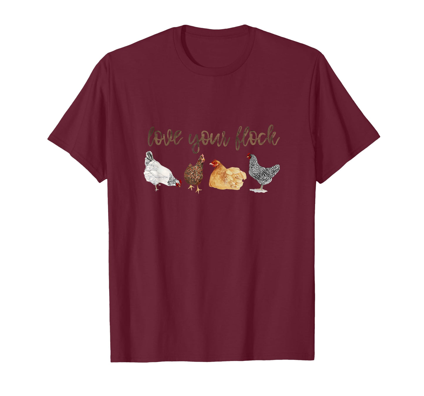 Love Your Flock Chicken Hen Watercolor Farm House Mama T-Shirt