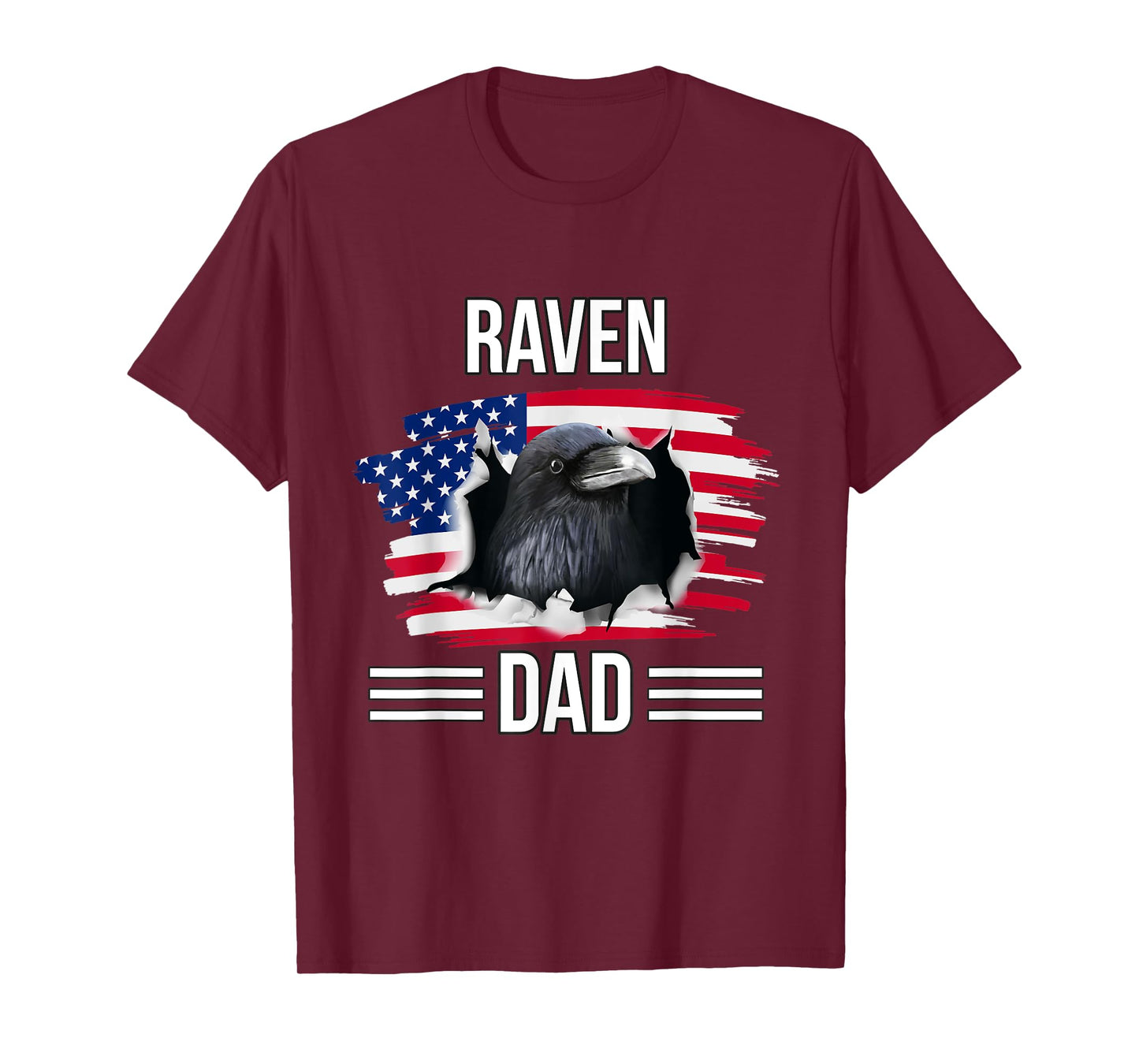 Bird US Flag 4th Of July Father's Day Raven Dad T-Shirt