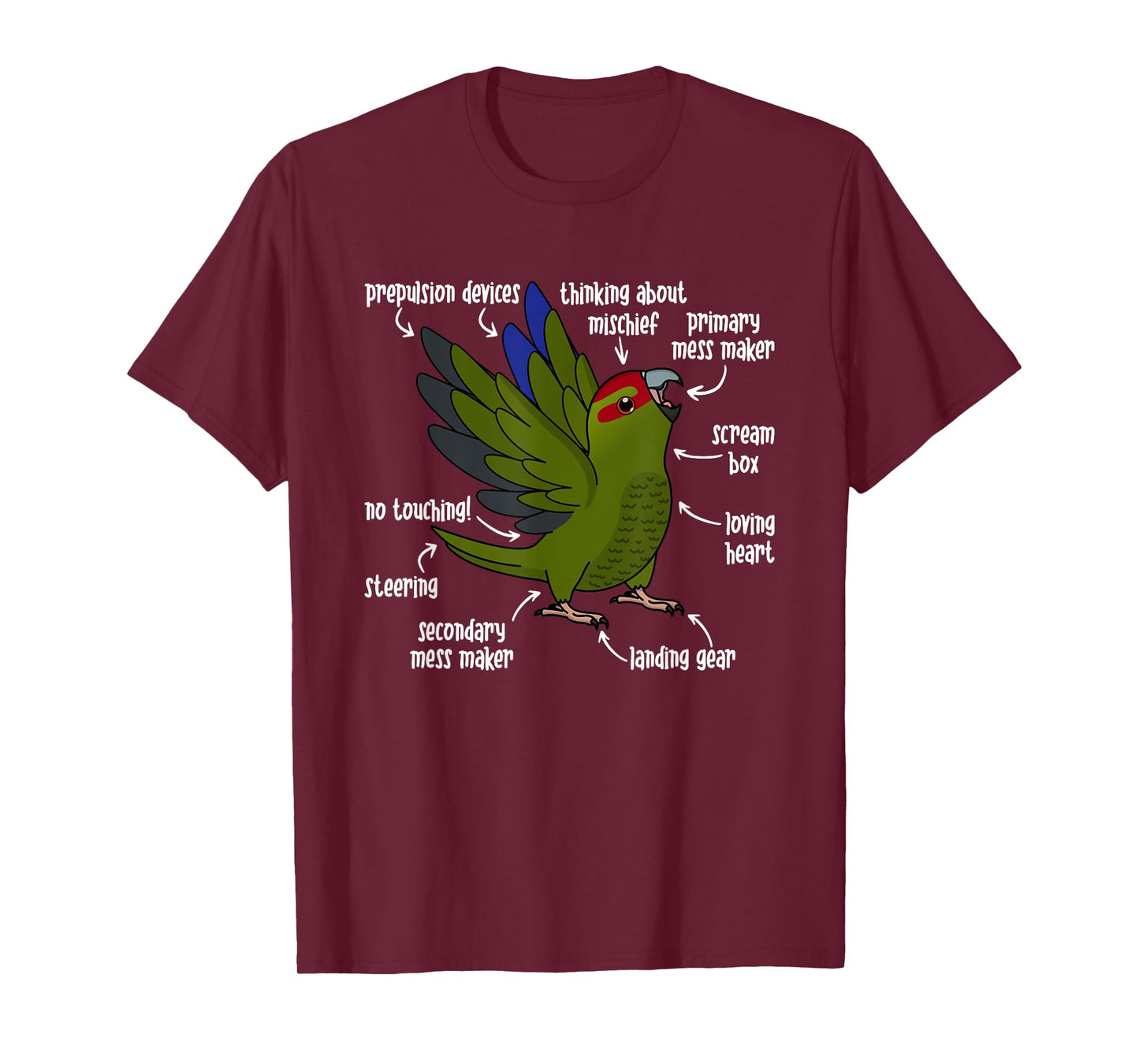Parrot Anatomy I Red-crowned Kakariki T-Shirt