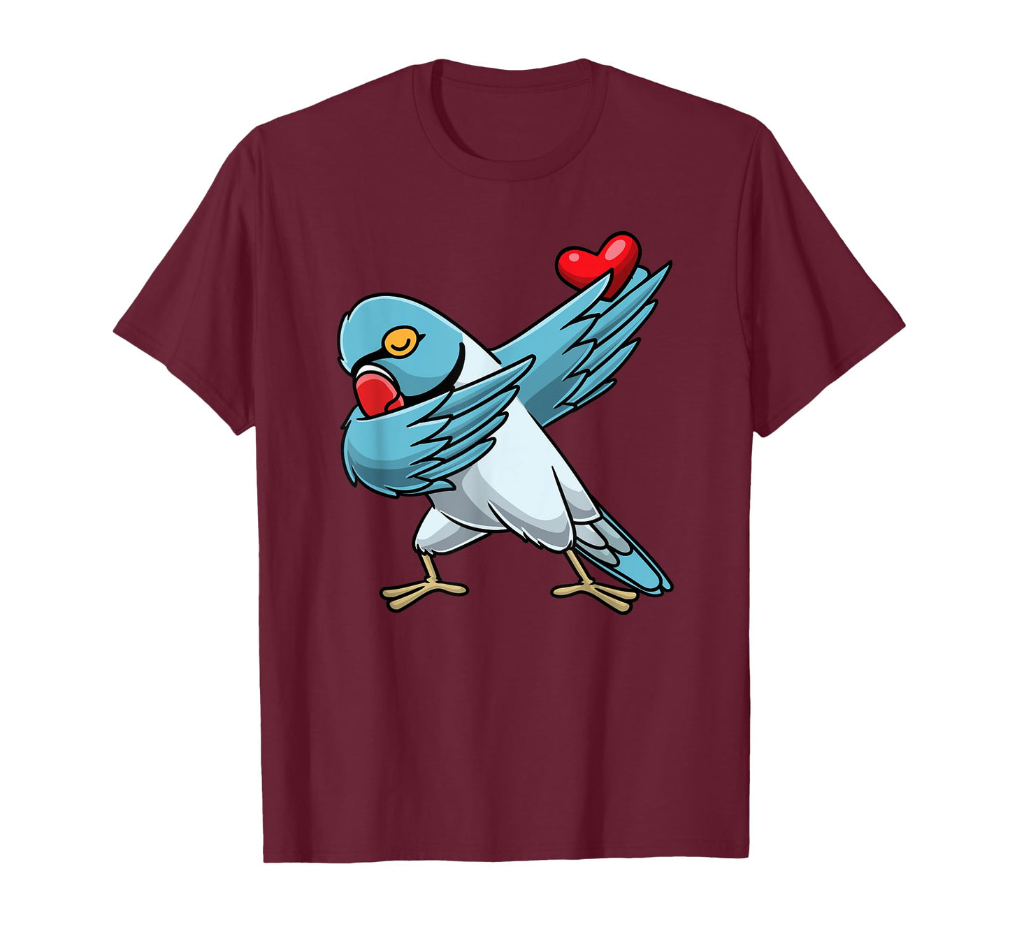 Blue Indian Ringneck Dabbing Parrot Bird With Heart T-Shirt