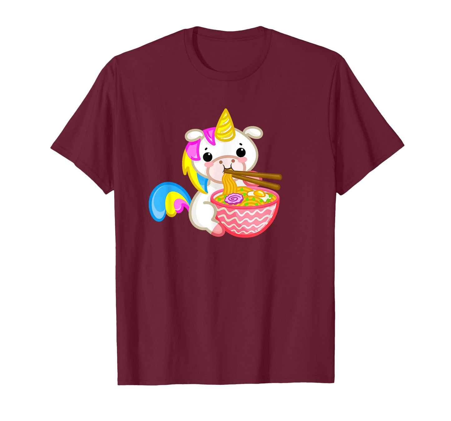 Unicorn Eating Ramen Kawaii Japanese Noodles Anime Teen Girl T-Shirt