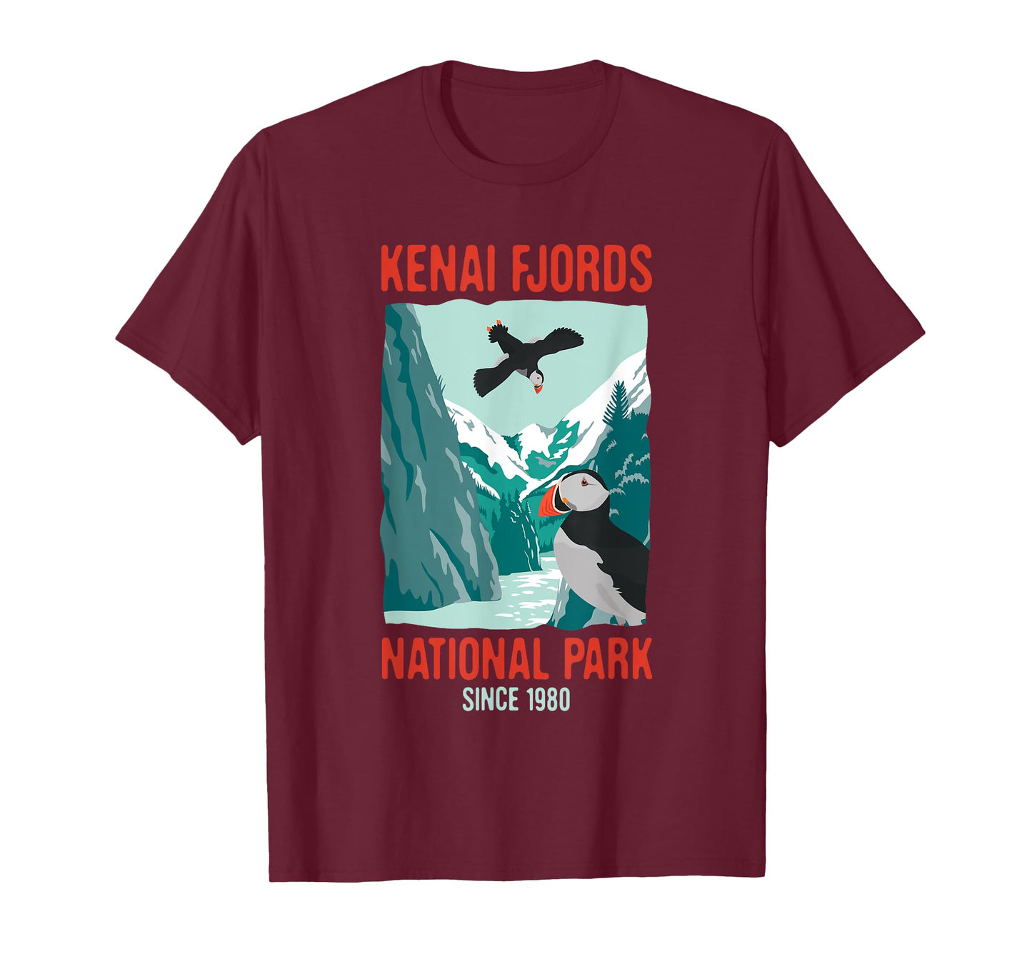 Kenai Fjords US National Park Puffin Bird Alaska Gift T-Shirt