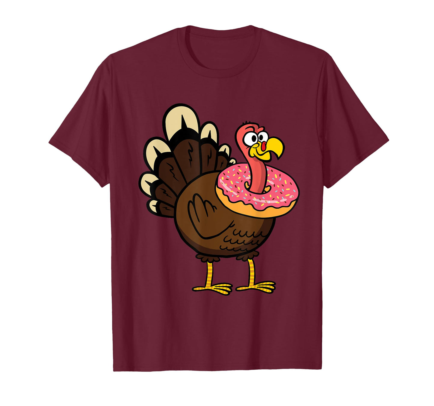 Turkey With Donut Thanksgiving Day Funny Bird Fall Autumn T-Shirt