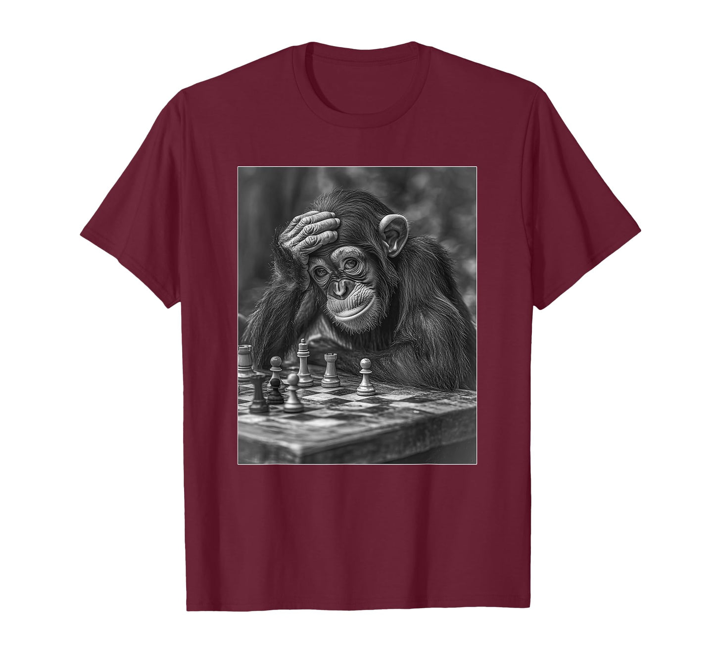 Funny Chimpanzee Playing Chess, Cool Monkey Chess Lover T-Shirt