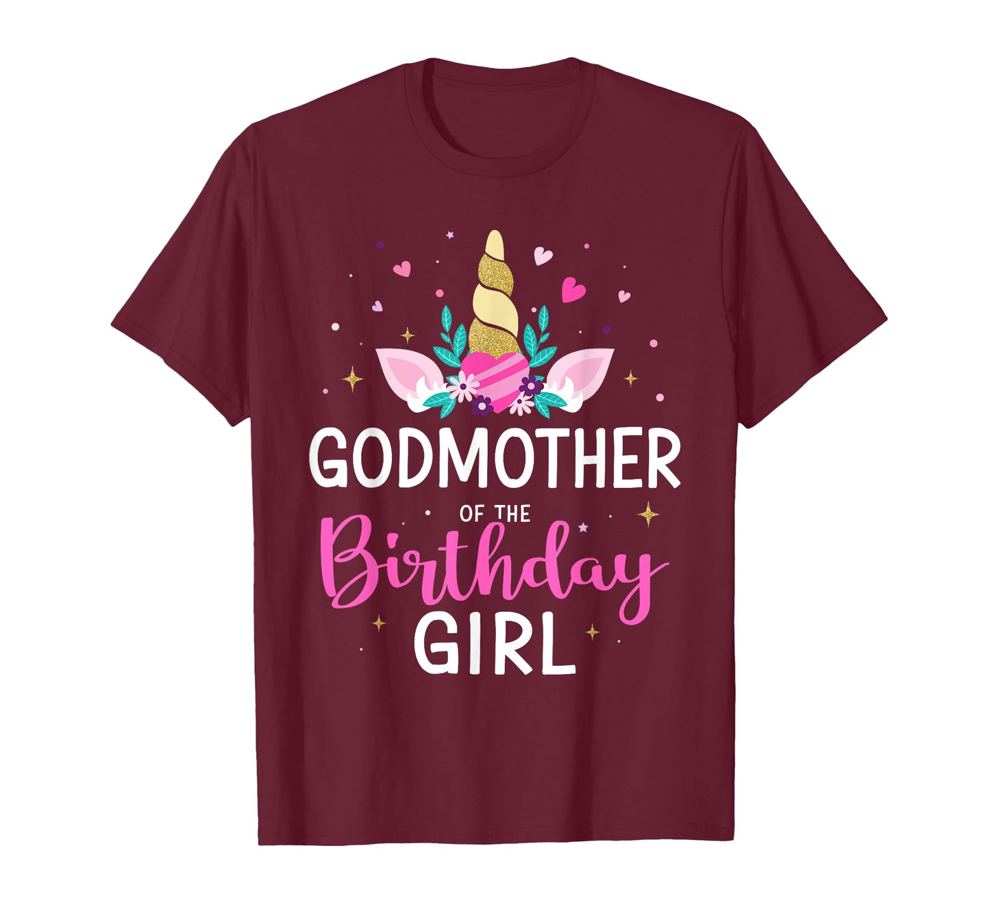 Godmother of the birthday girl matching family unicorn party T-Shirt