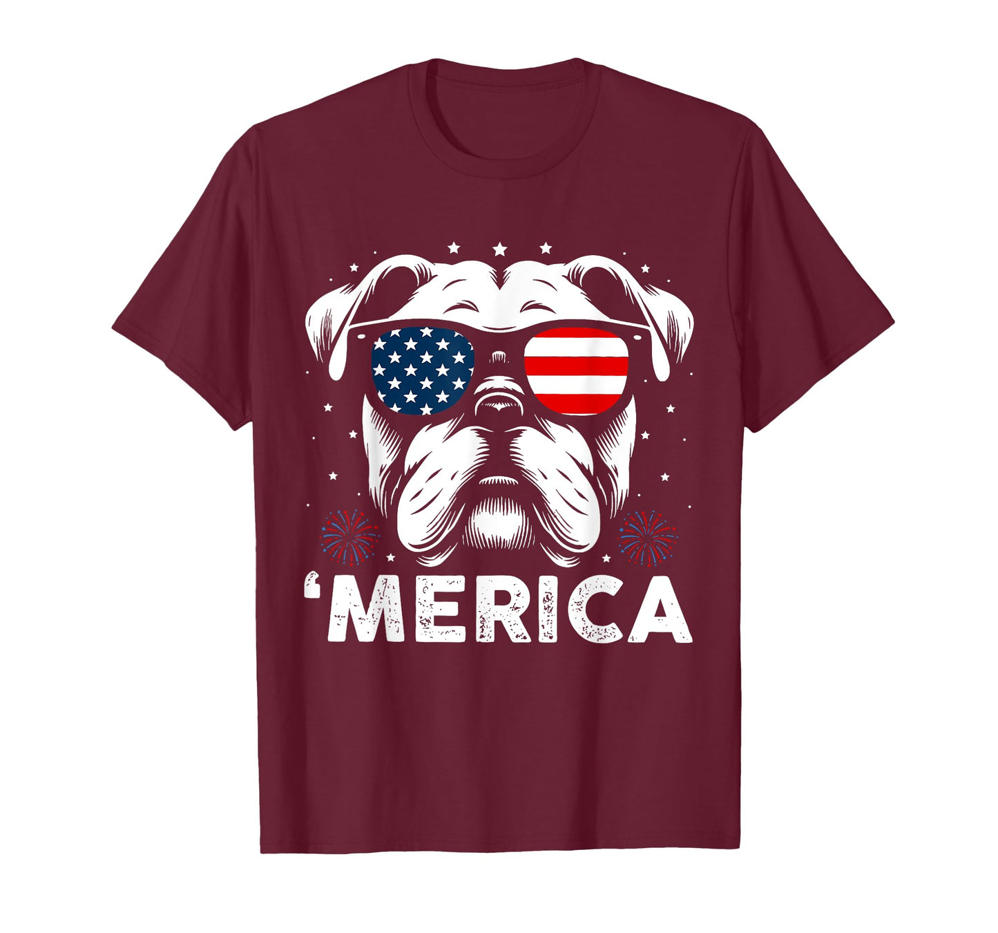 English Bulldog Dog Merica Patriotic USA Flag 4th Of July T-Shirt