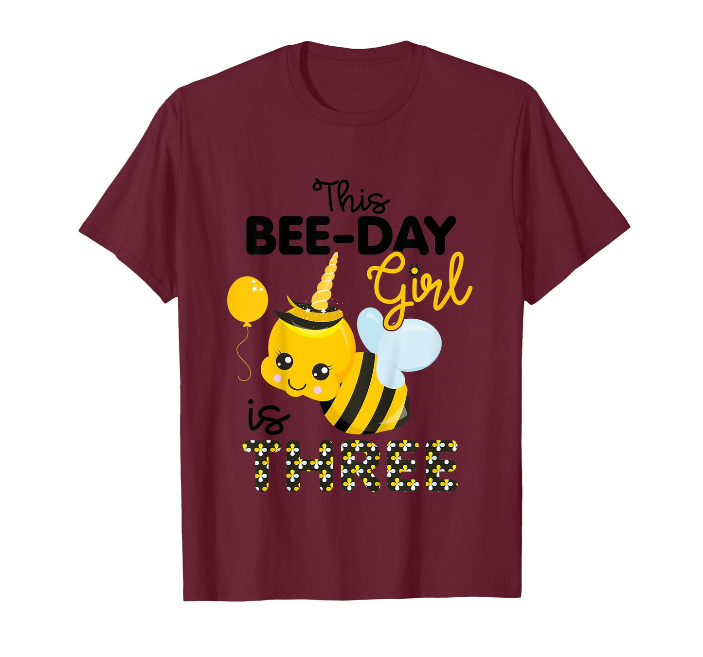 Kids 3rd Birthday Girl Bee Themed 3 Year Old Bday Matching Party T-Shirt